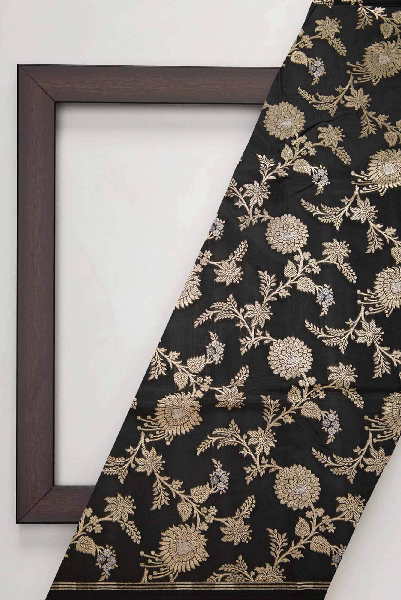 Black Banarasi Silk Dress Material