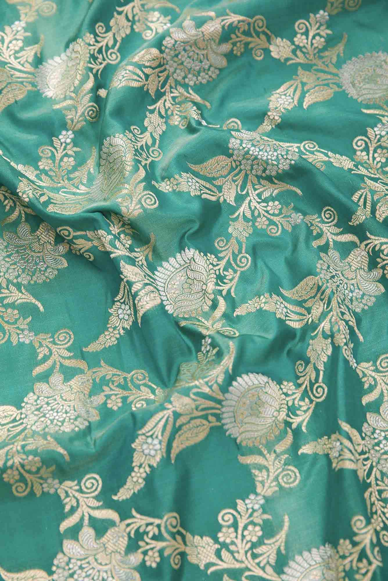 Green Banarasi Silk Dress Material