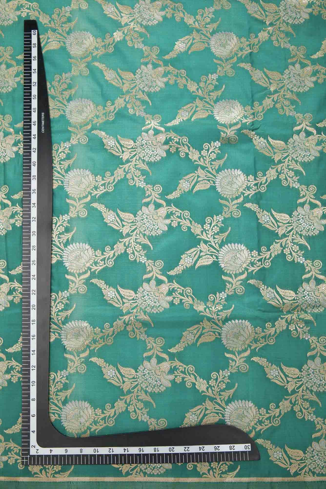 Green Banarasi Silk Dress Material