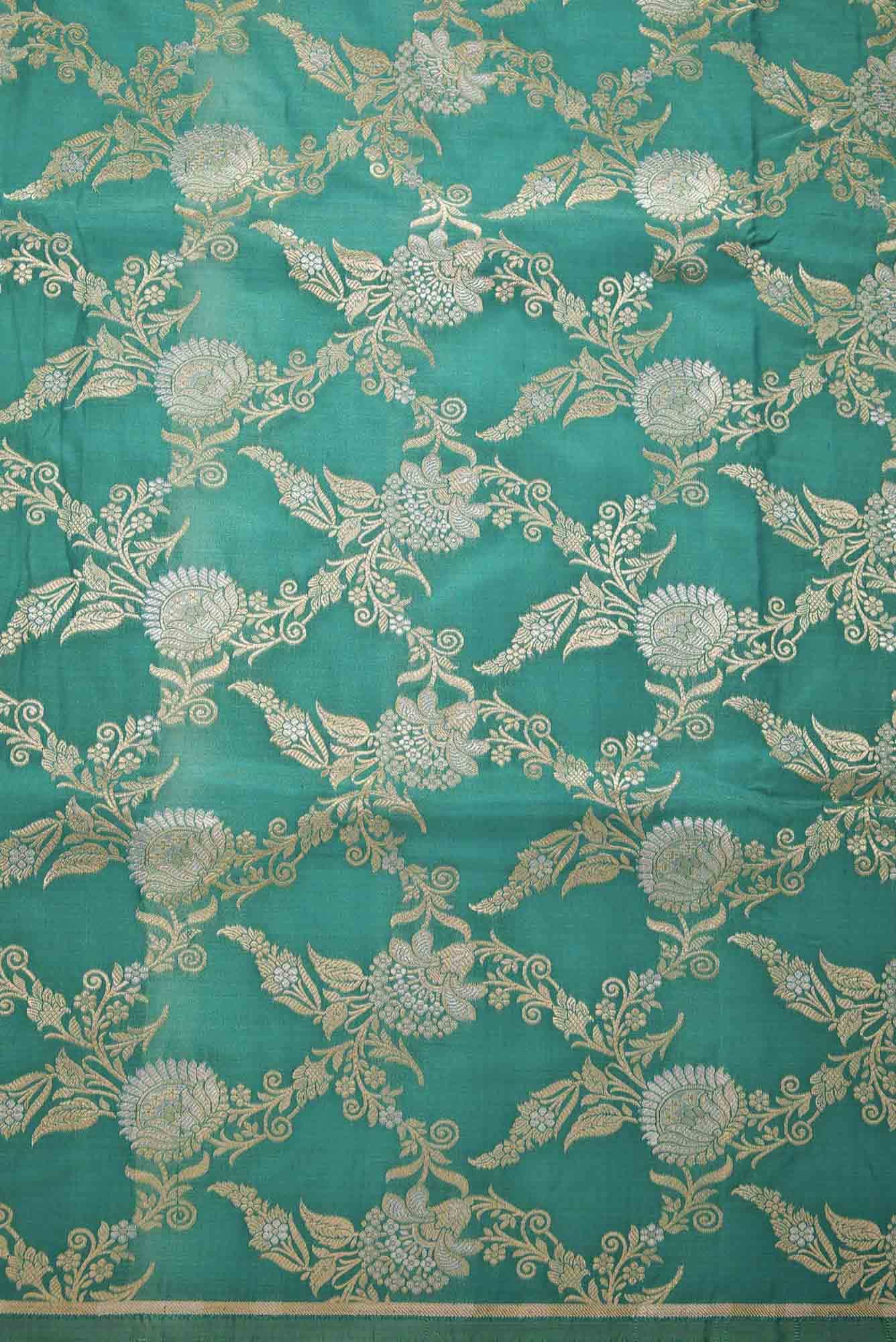Green Banarasi Silk Dress Material