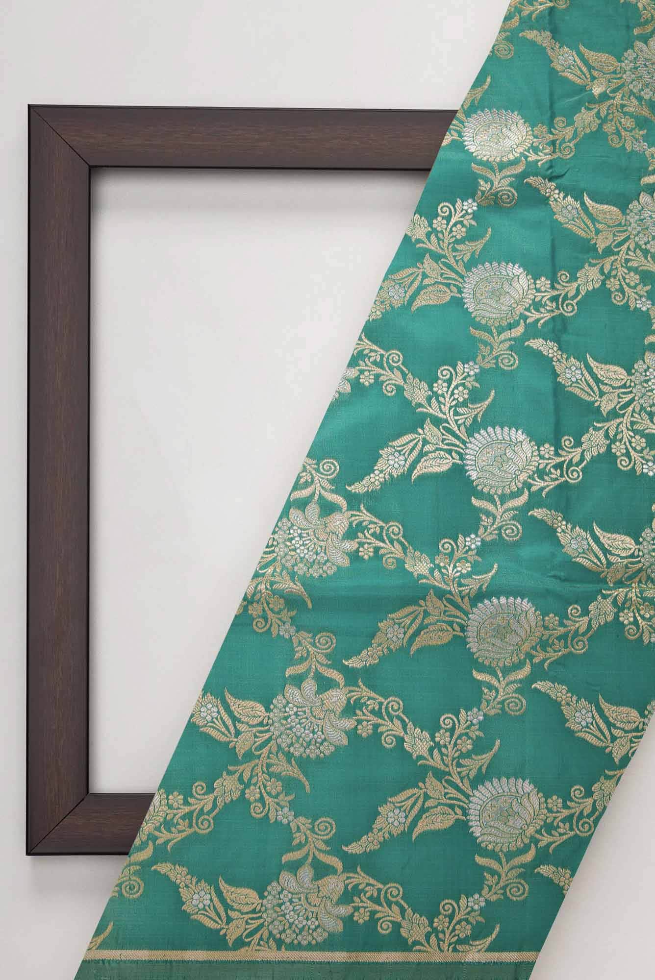 Green Banarasi Silk Dress Material