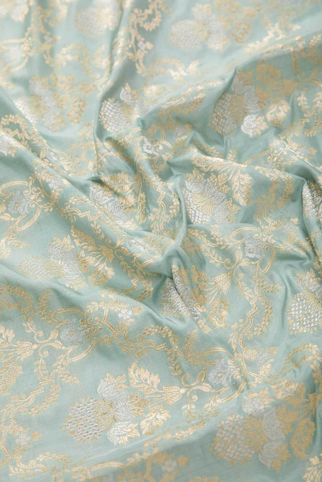 Grey Banarasi Silk Dress Material