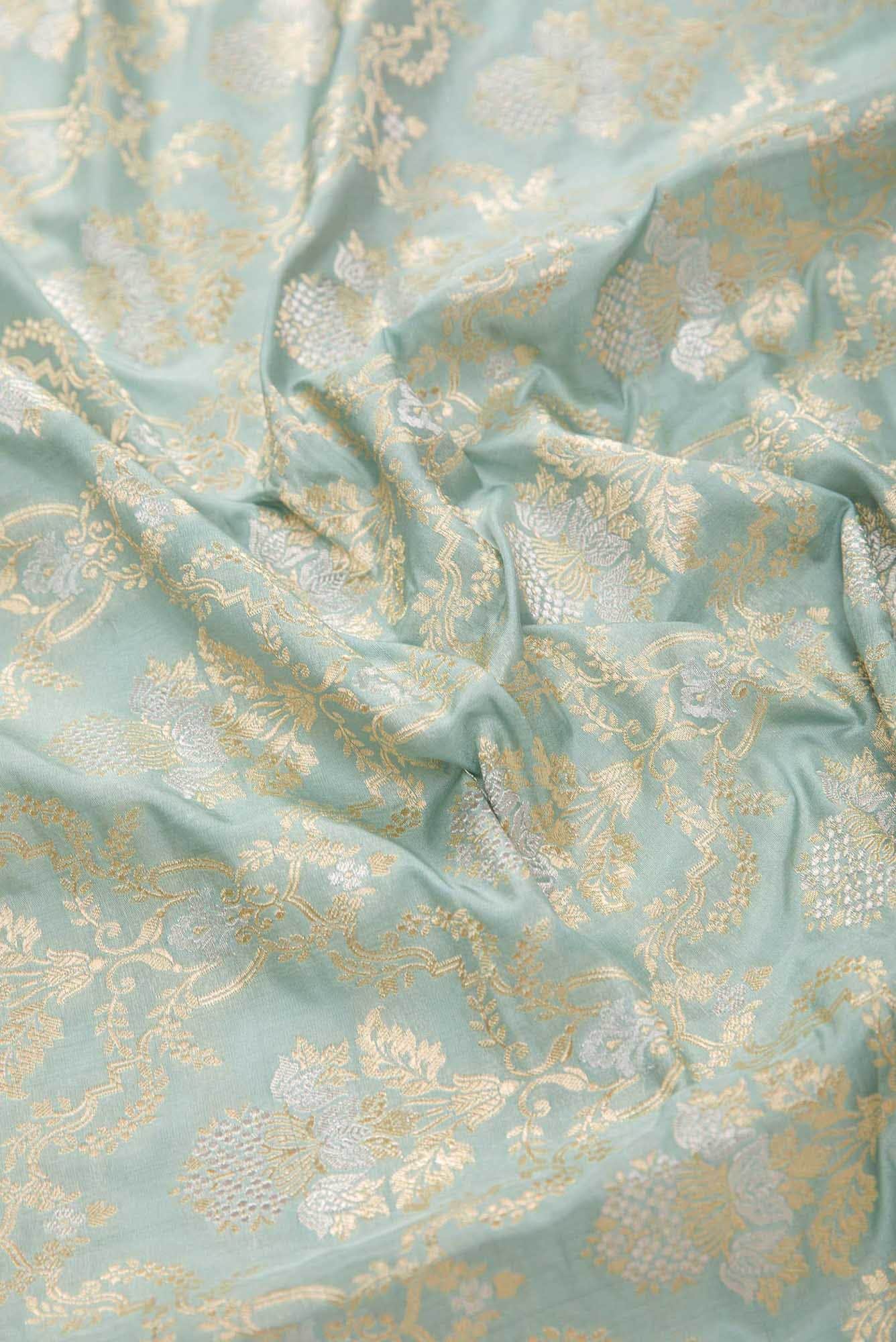 Grey Banarasi Silk Dress Material
