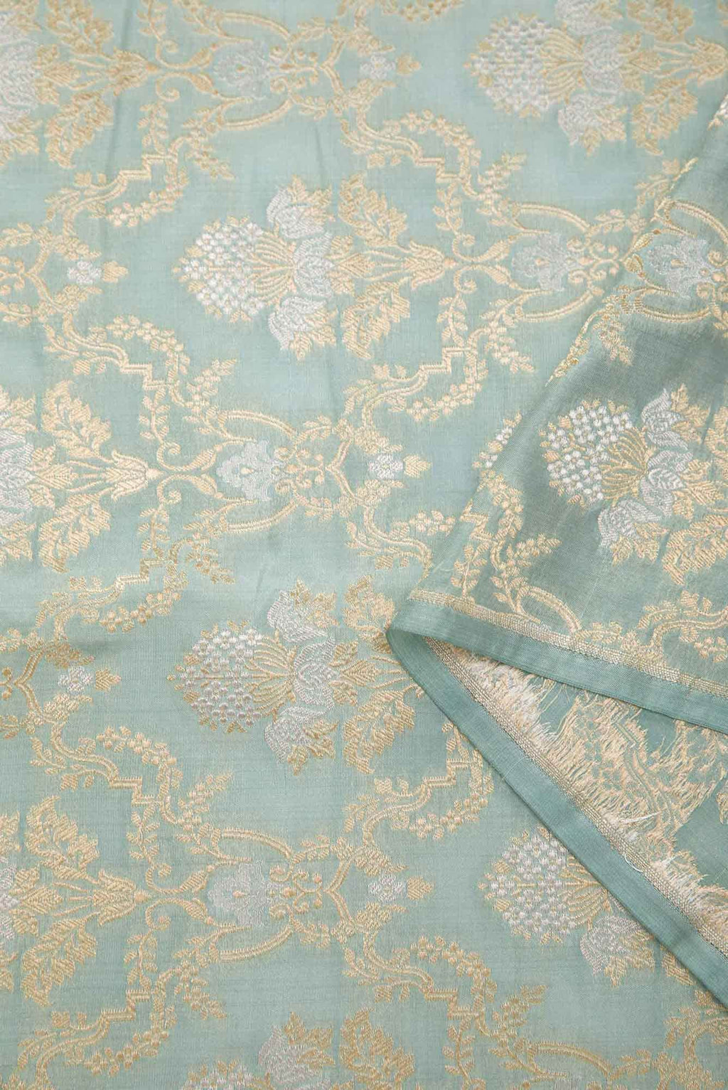 Grey Banarasi Silk Dress Material