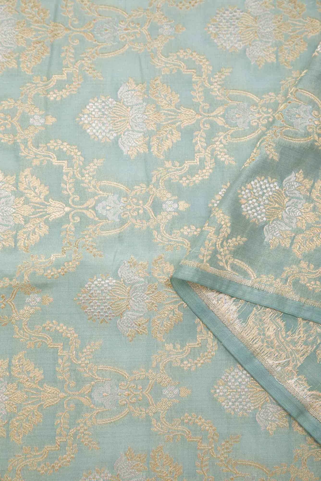 Grey Banarasi Silk Dress Material