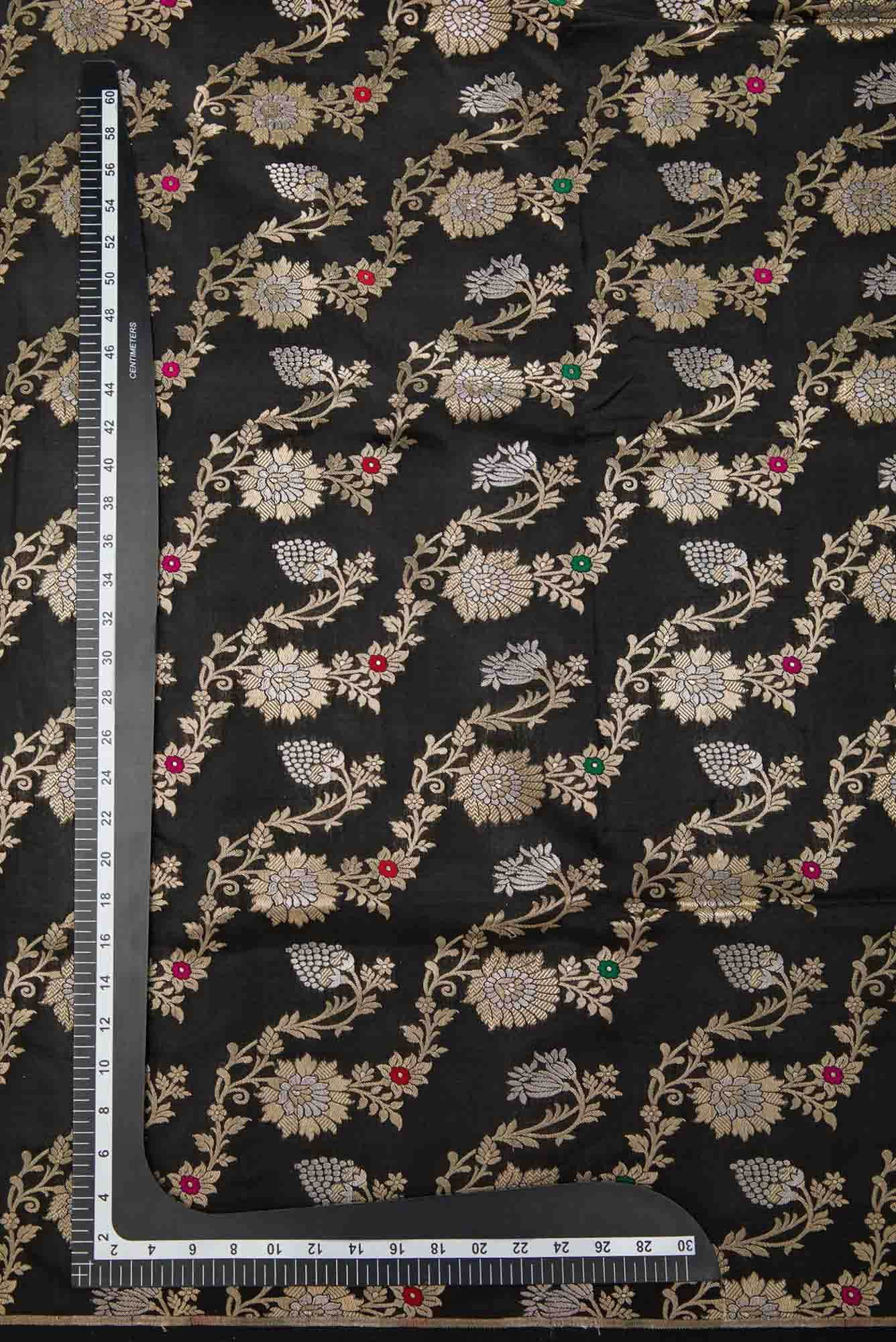 Black Banarasi Silk Dress Material