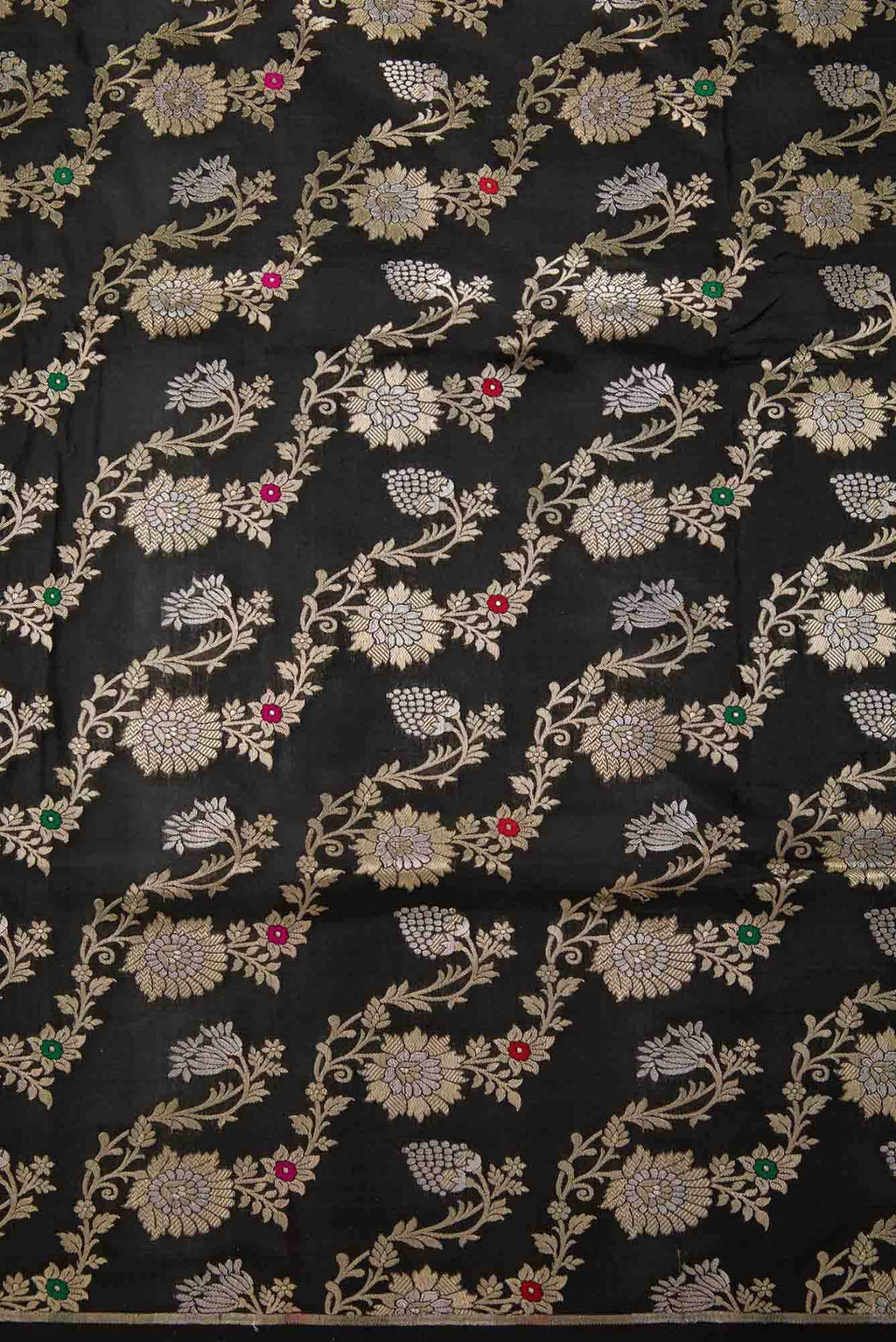 Black Banarasi Silk Dress Material