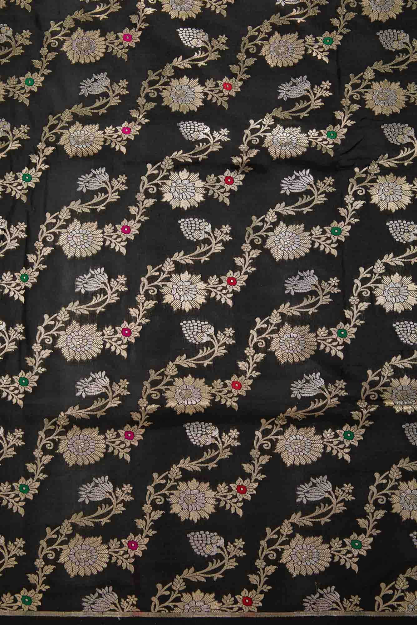 Black Banarasi Silk Dress Material