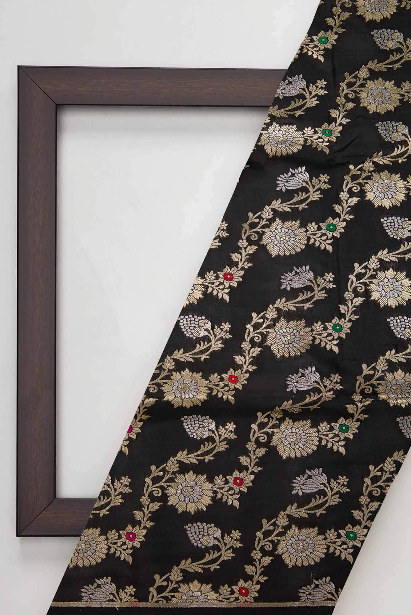 Black Banarasi Silk Dress Material