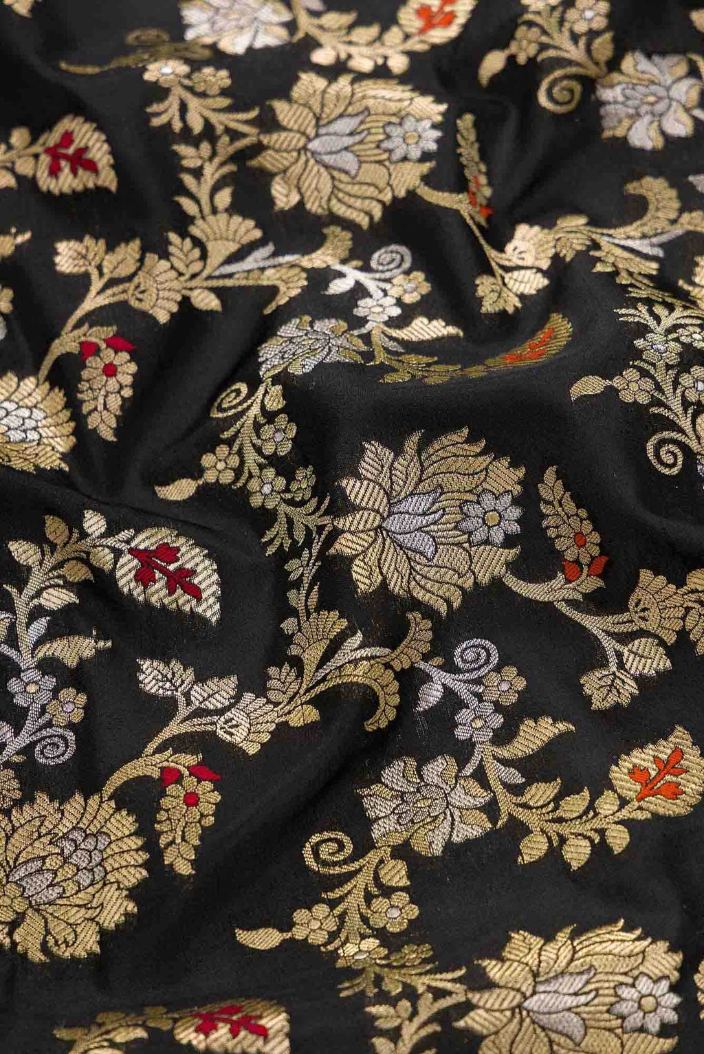 Black Banarasi Silk Dress Material