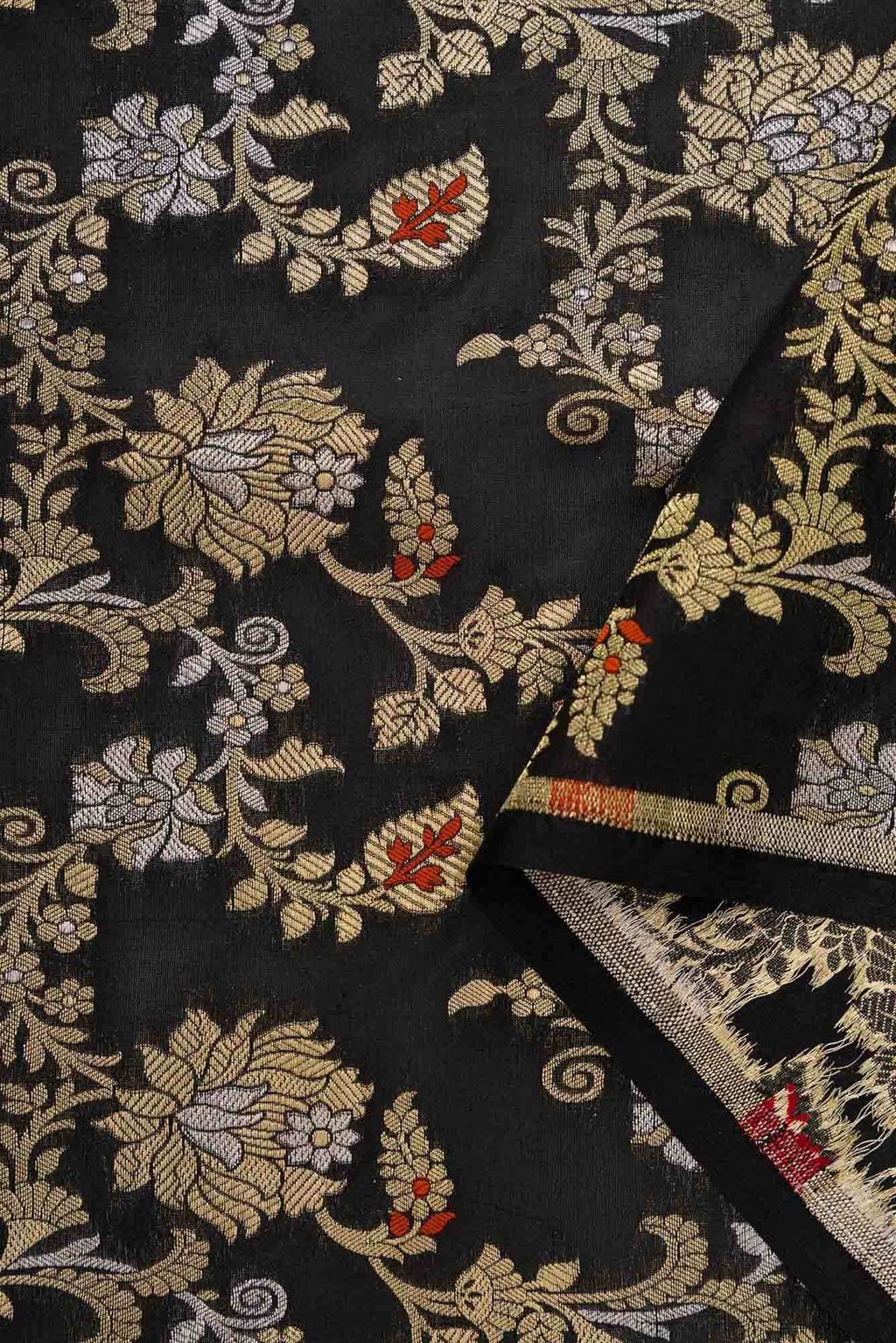 Black Banarasi Silk Dress Material