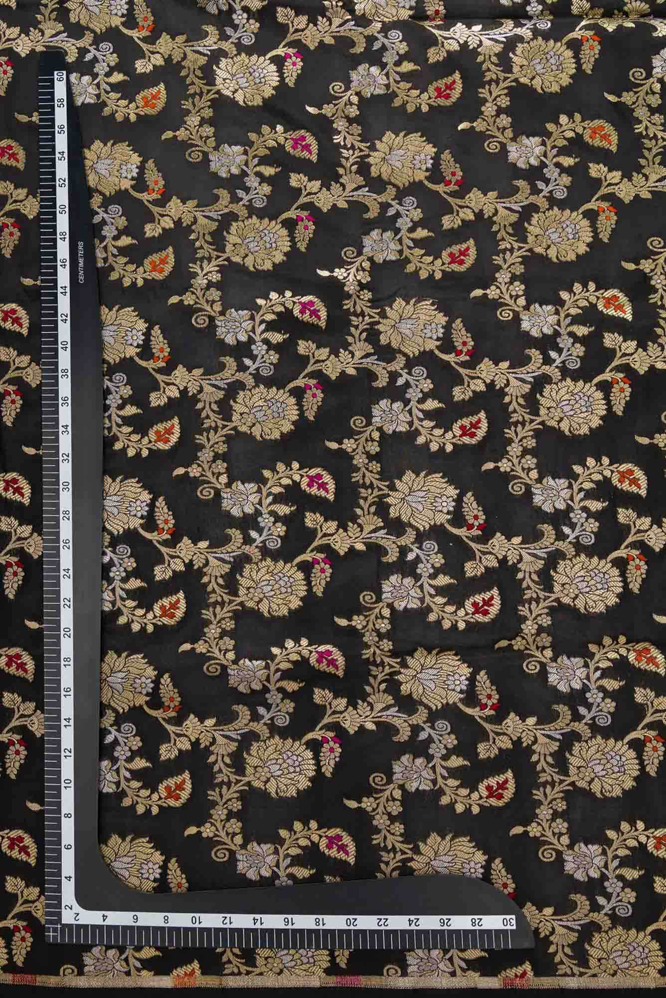 Black Banarasi Silk Dress Material