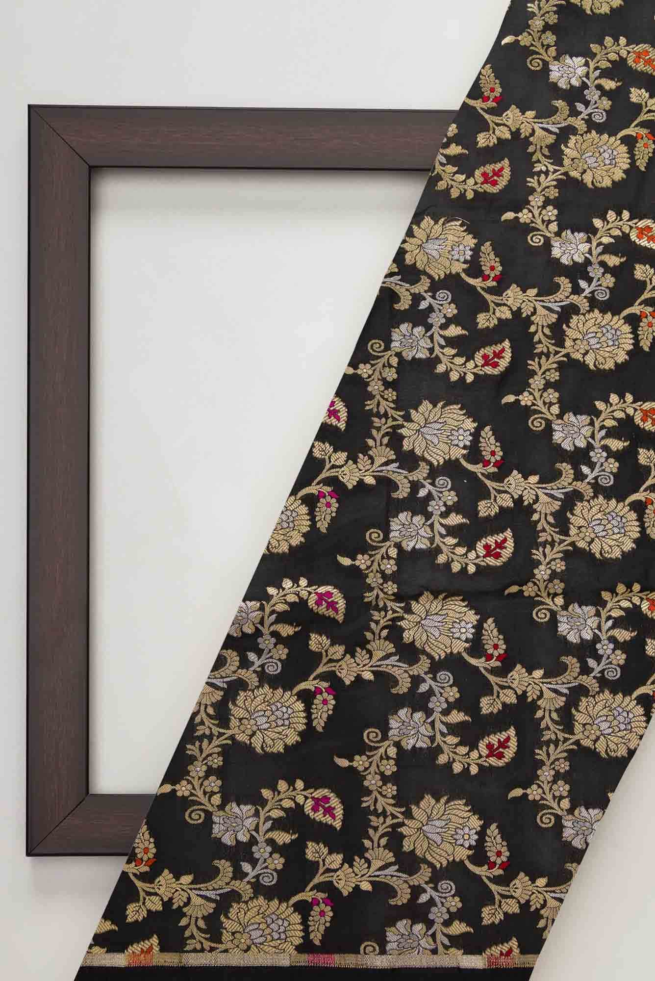 Black Banarasi Silk Dress Material