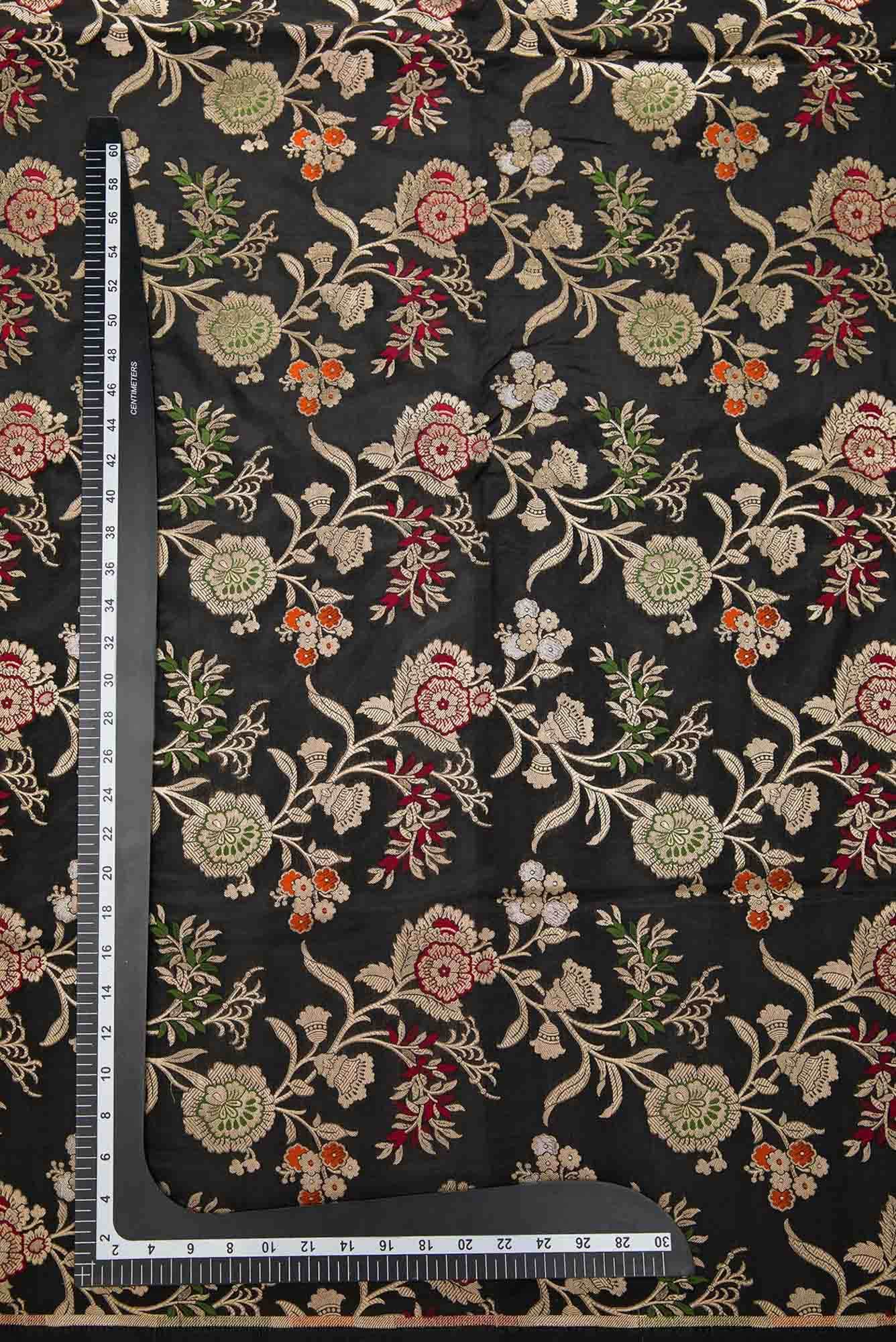 Black Banarasi Silk Dress Material