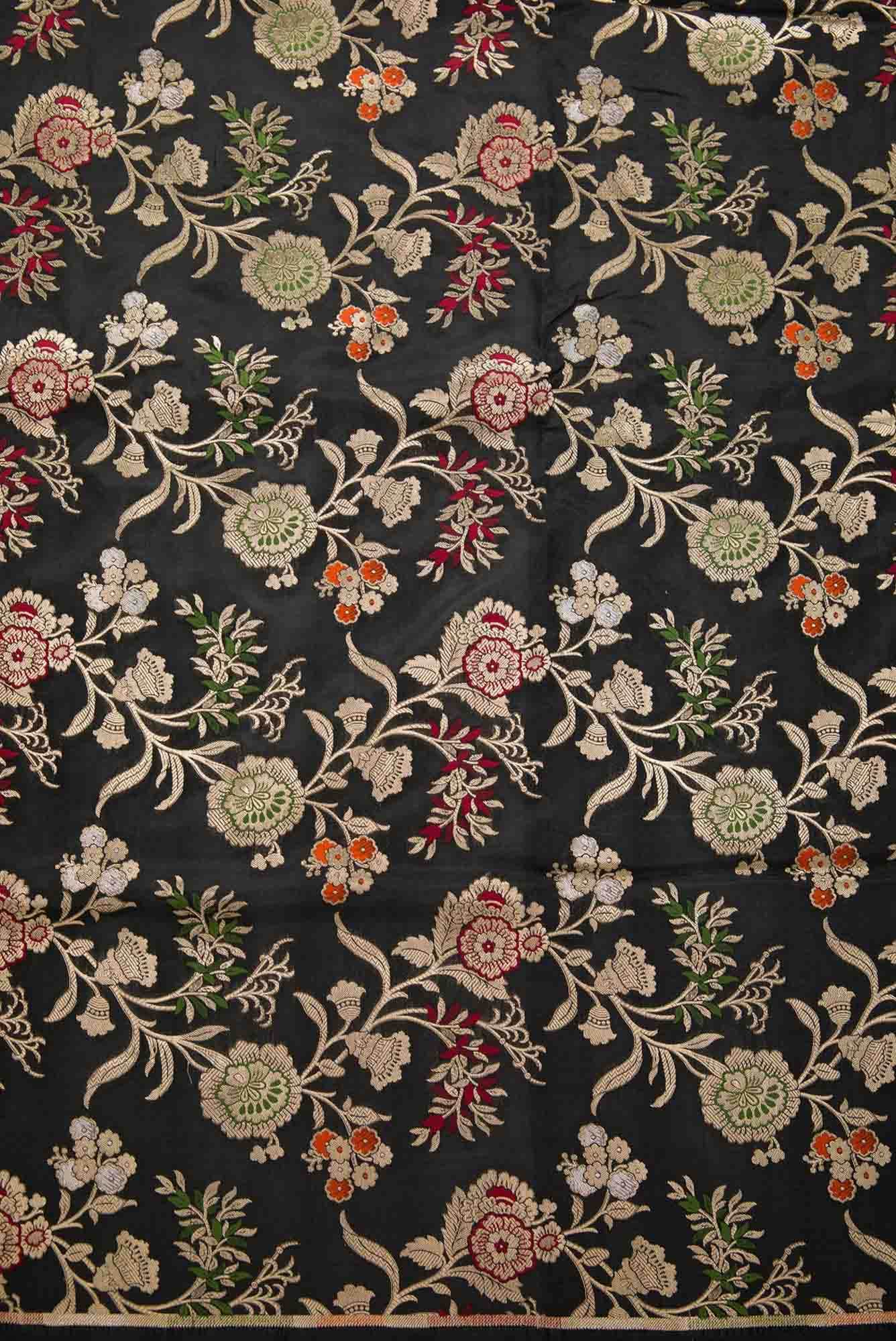 Black Banarasi Silk Dress Material