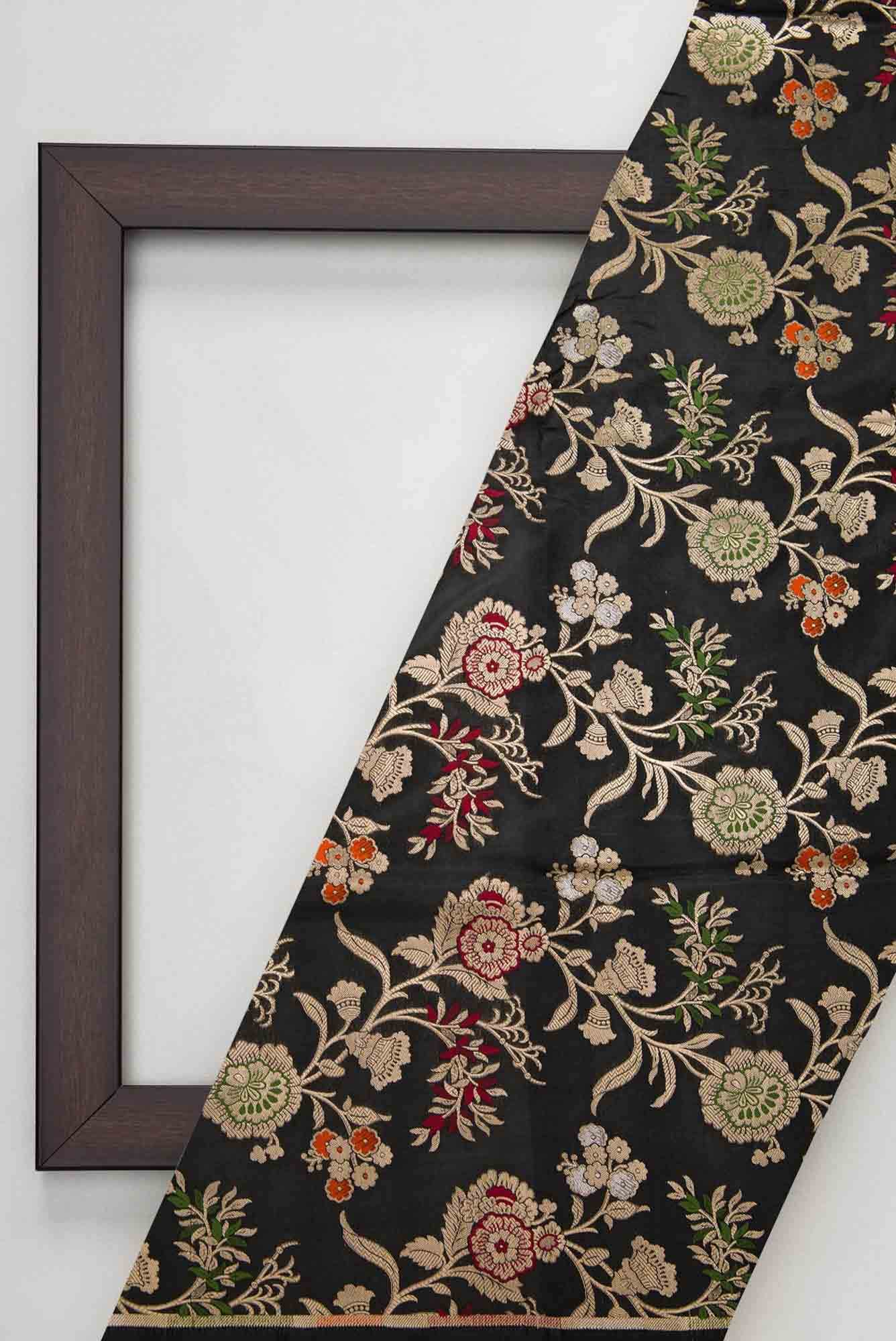 Black Banarasi Silk Dress Material