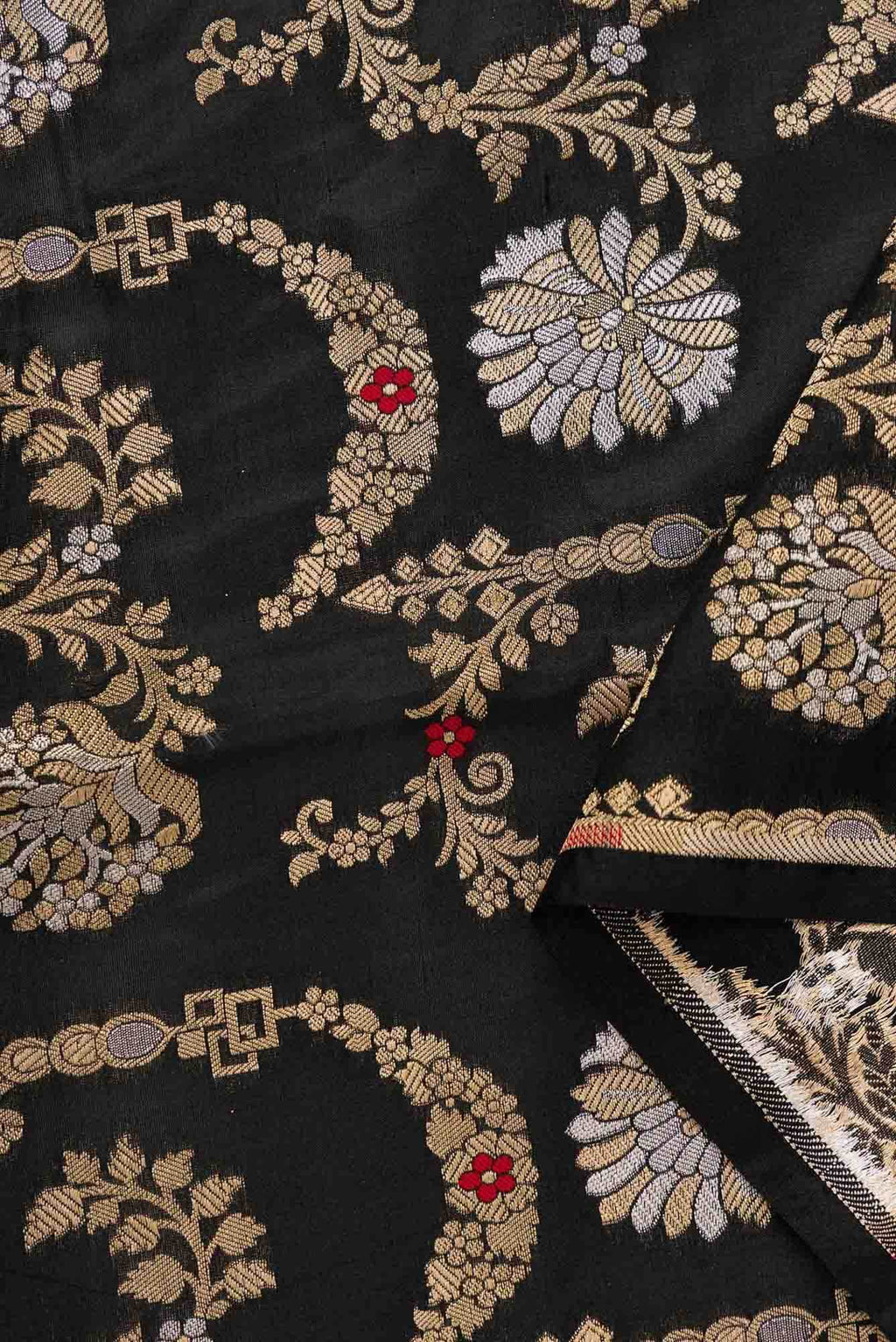 Black Banarasi Silk Dress Material