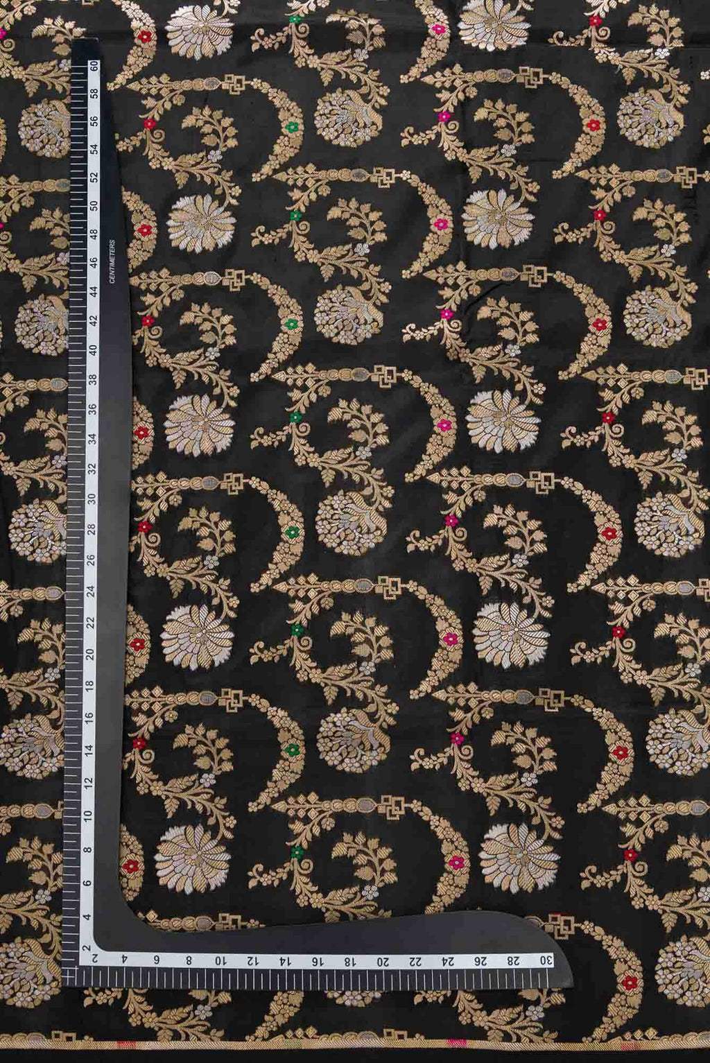 Black Banarasi Silk Dress Material