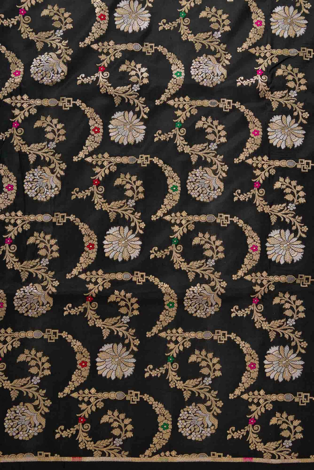 Black Banarasi Silk Dress Material
