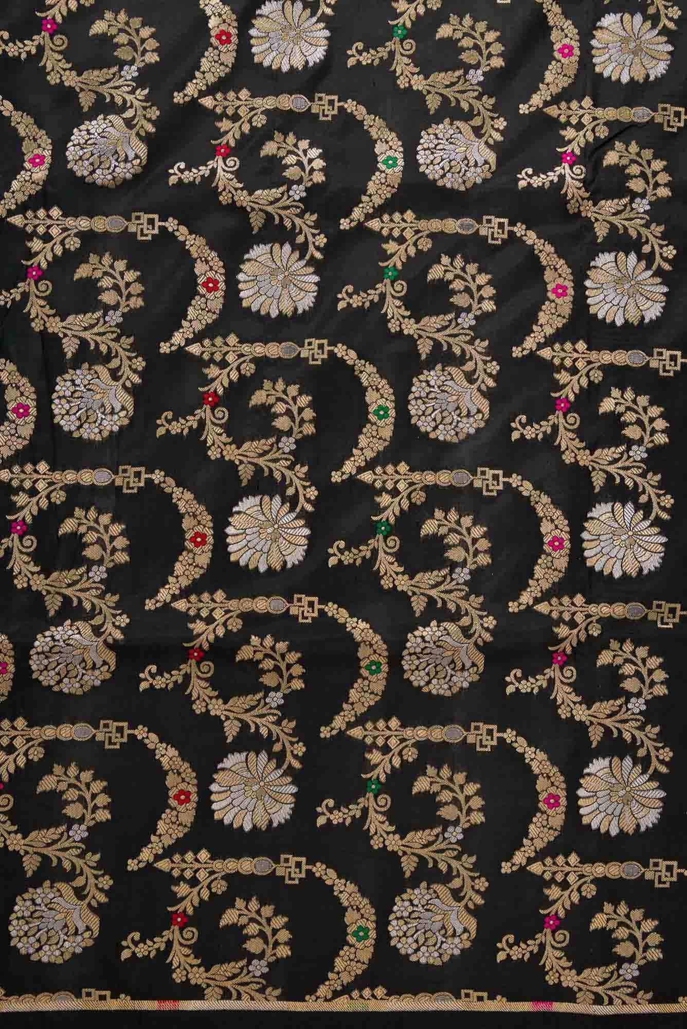 Black Banarasi Silk Dress Material