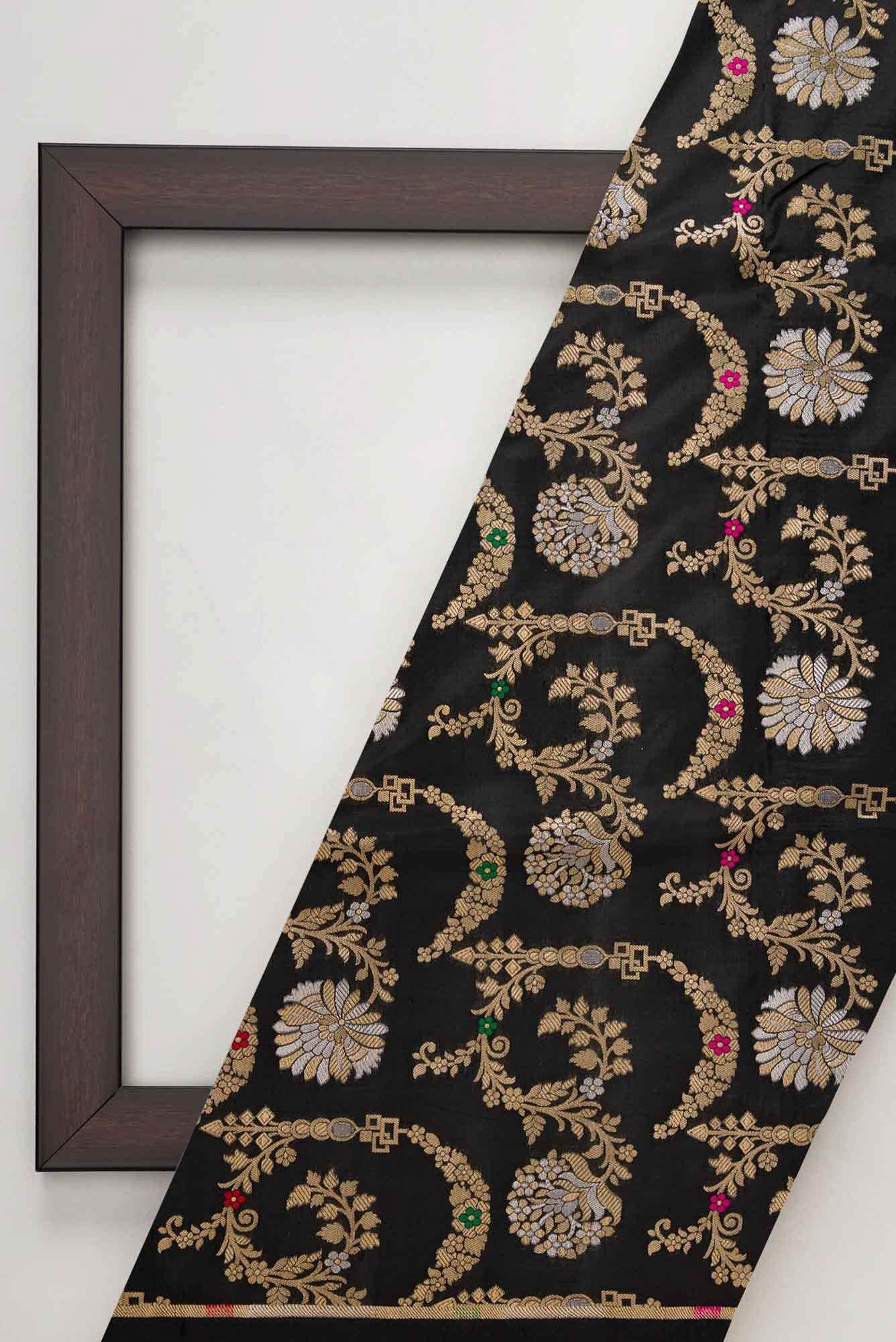 Black Banarasi Silk Dress Material