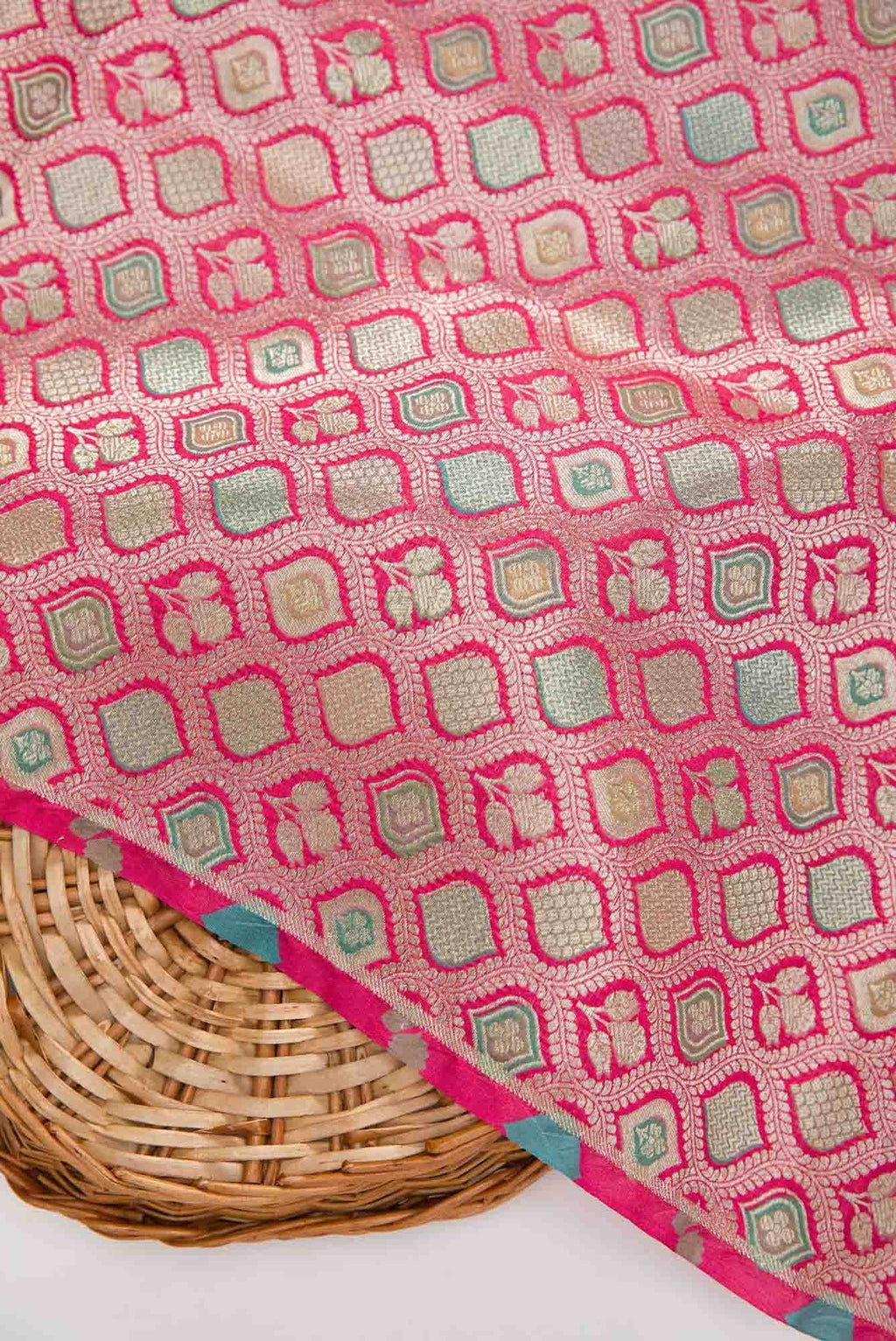 Pink Banarasi Silk Dress Material