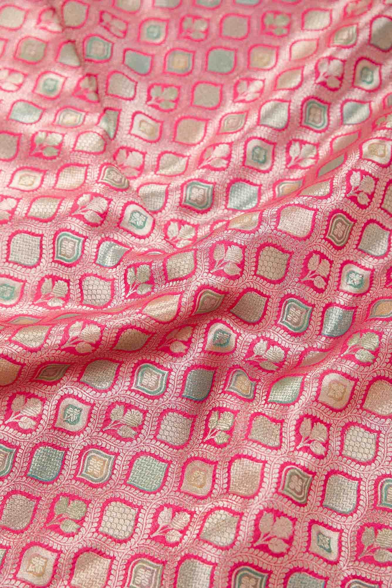Pink Banarasi Silk Dress Material