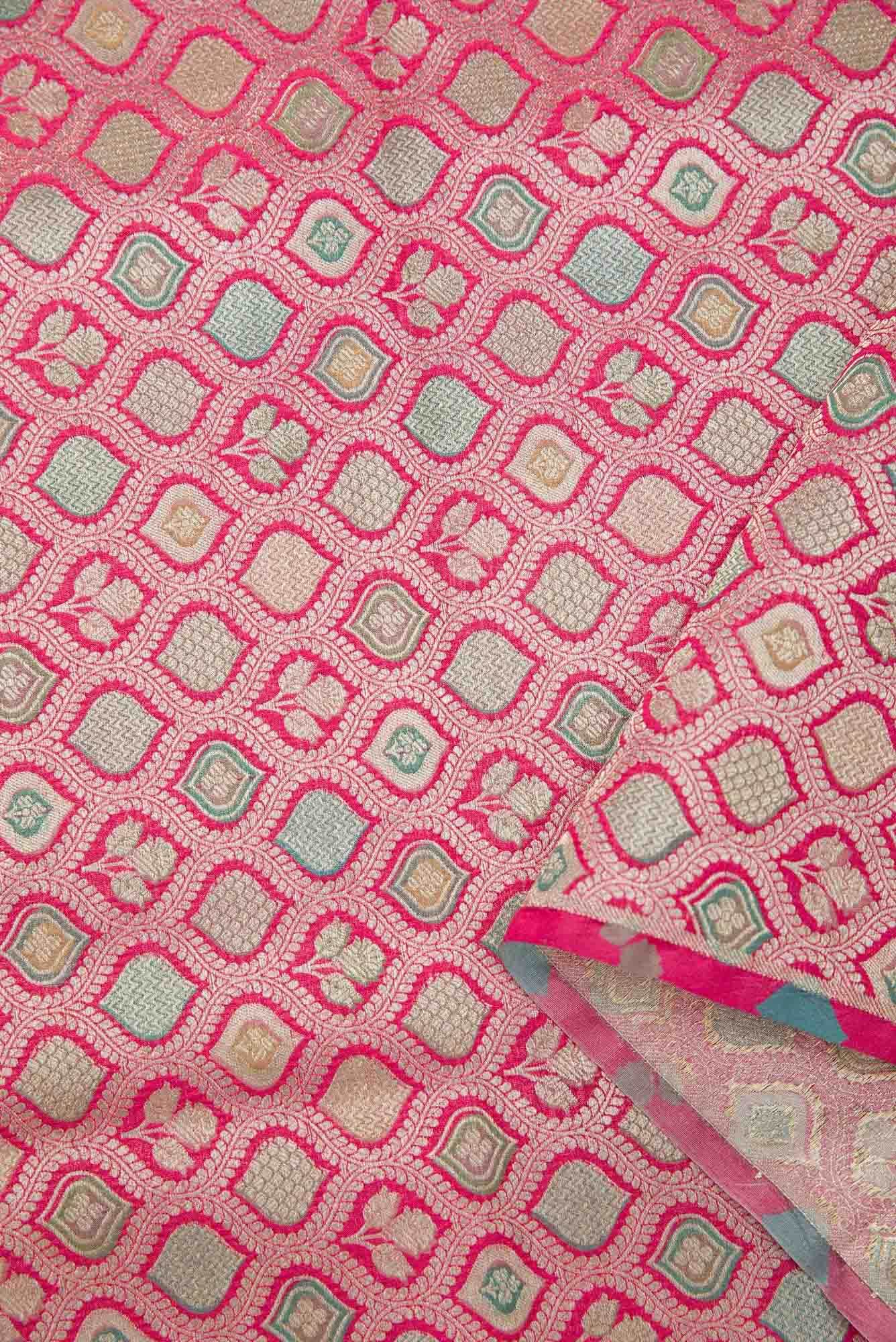 Pink Banarasi Silk Dress Material