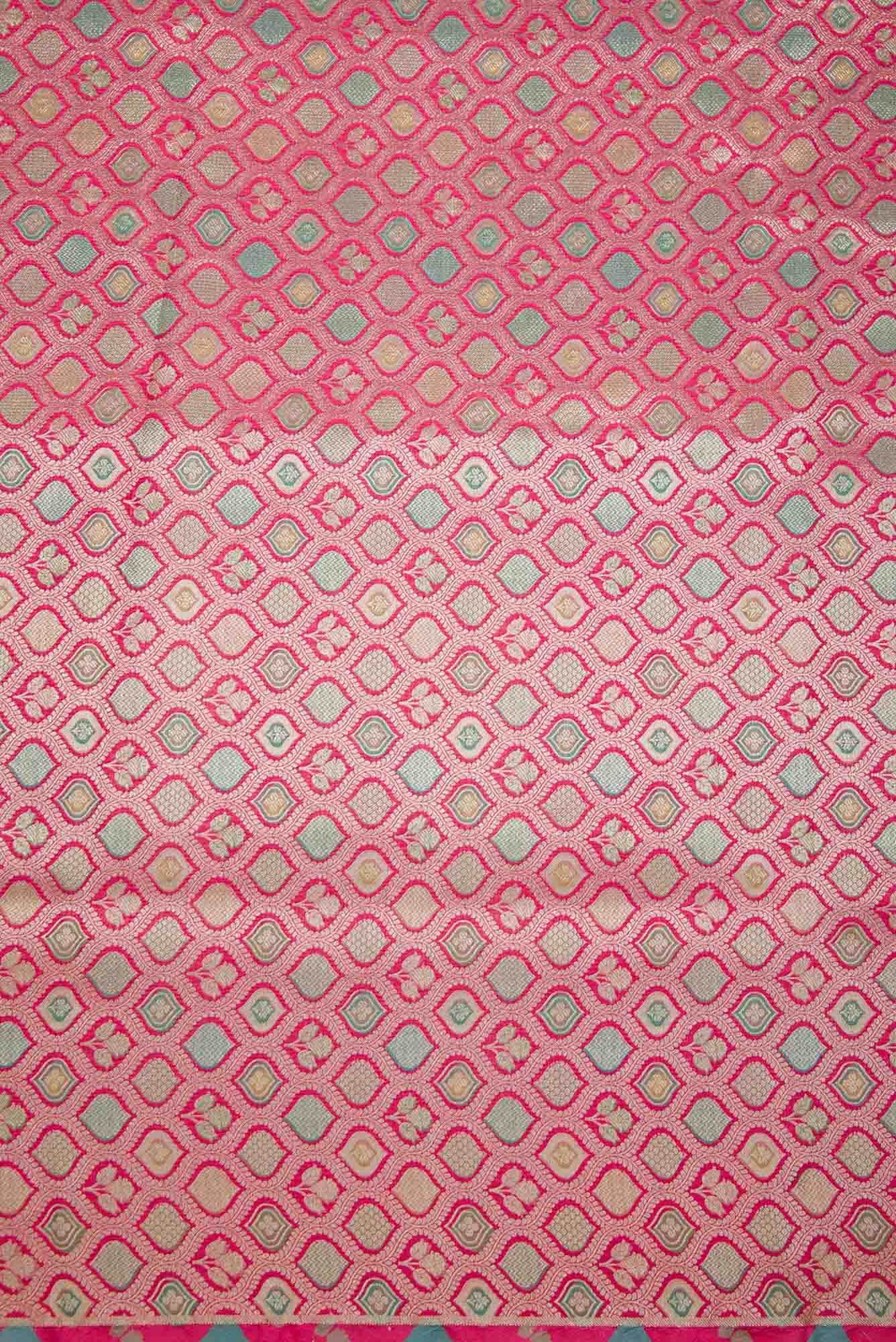 Pink Banarasi Silk Dress Material