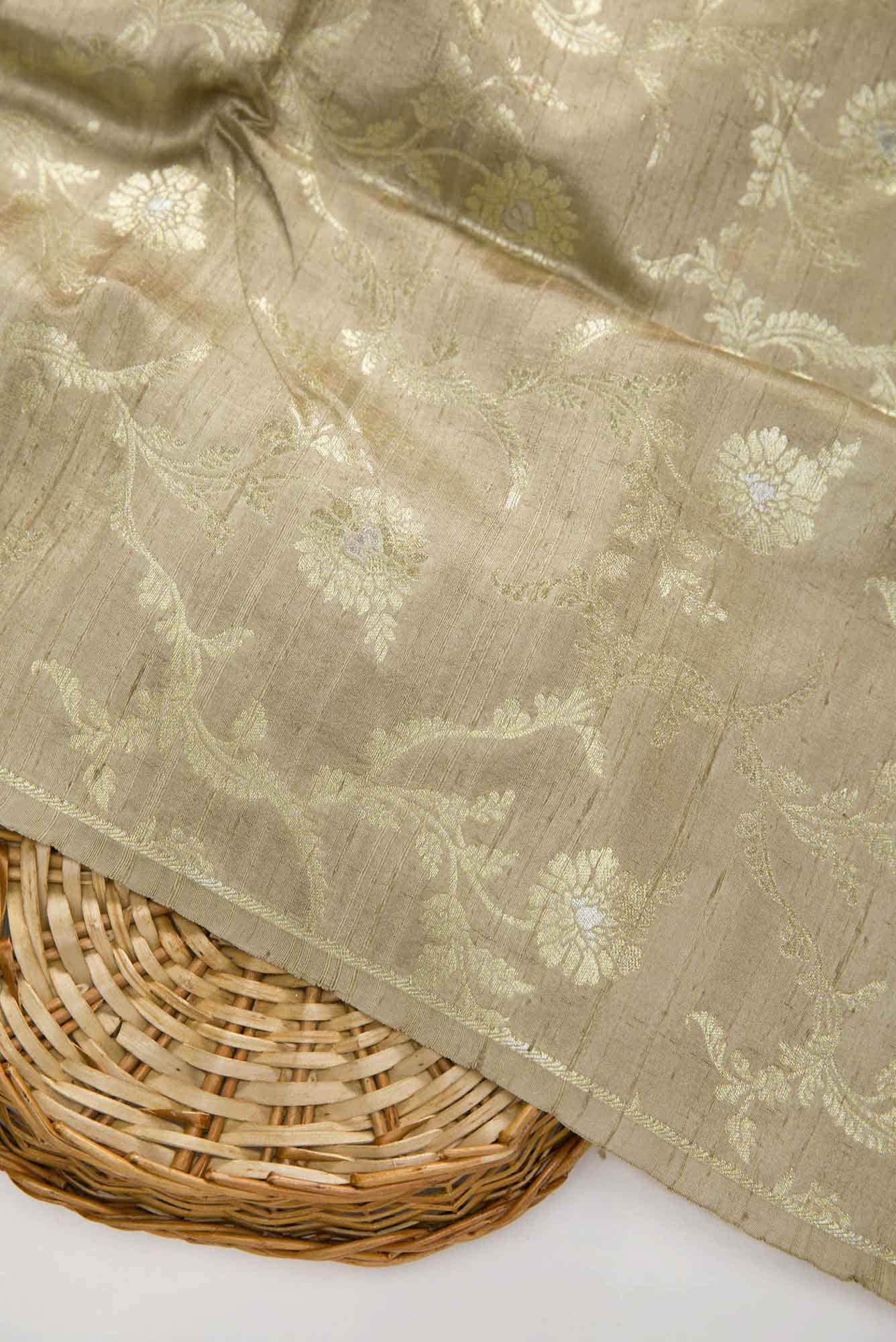 Dark Beige Banarasi Silk Dress Material