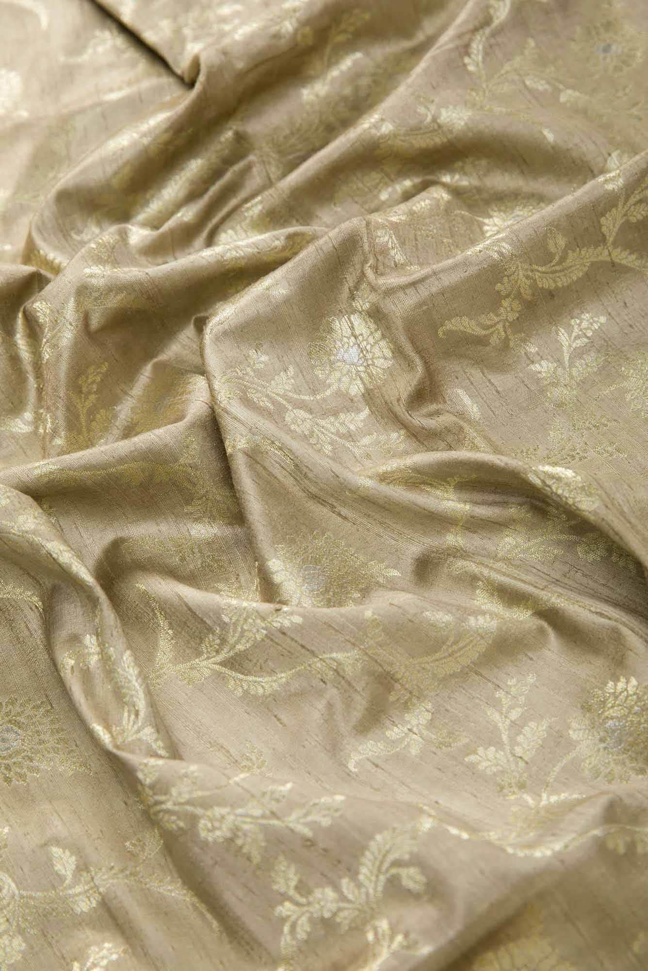 Dark Beige Banarasi Silk Dress Material