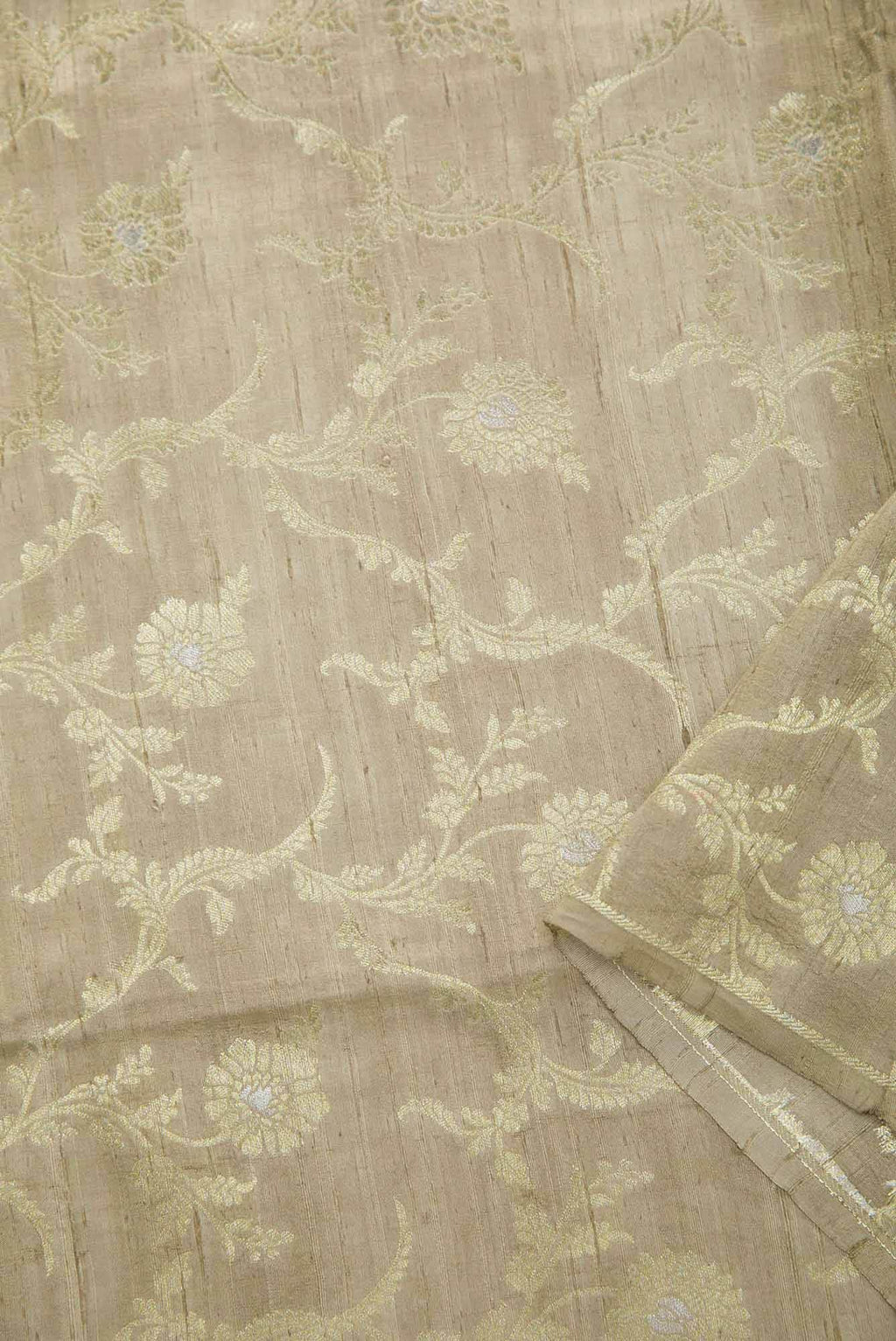 Dark Beige Banarasi Silk Dress Material