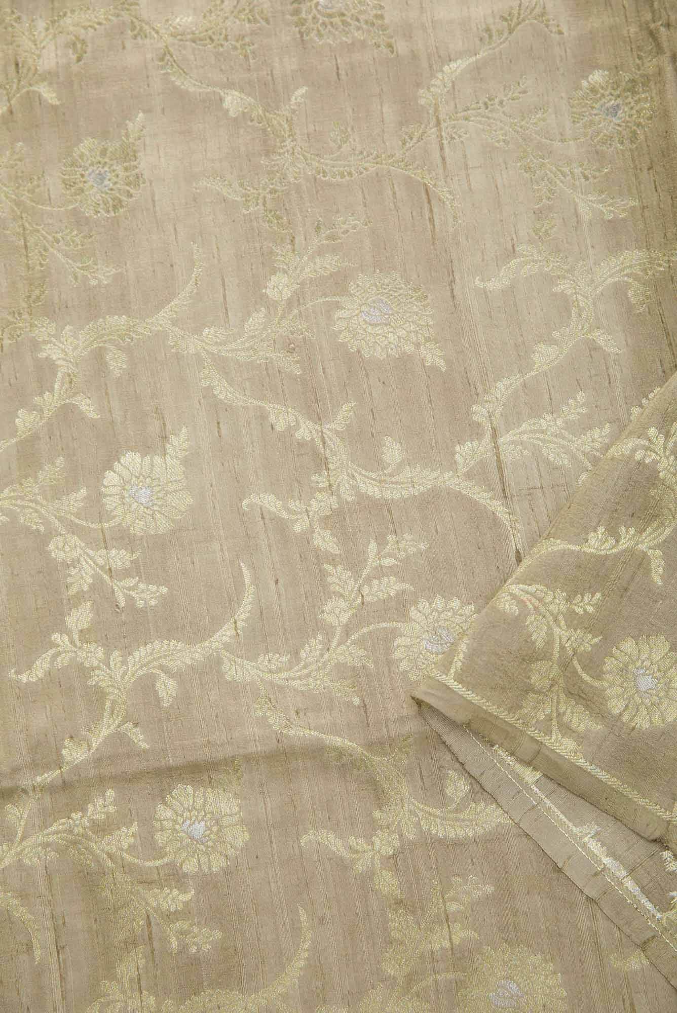 Dark Beige Banarasi Silk Dress Material