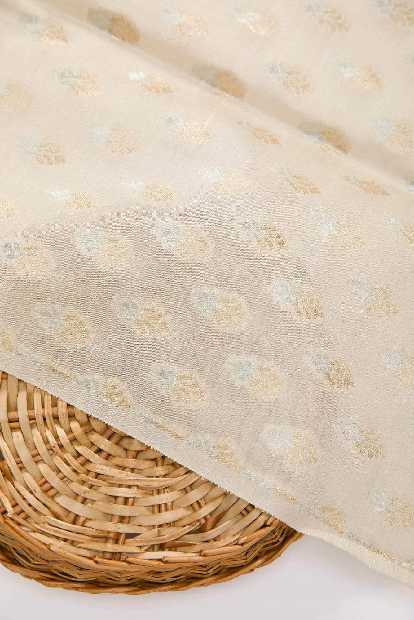 Beige Banarasi Silk Dress Material