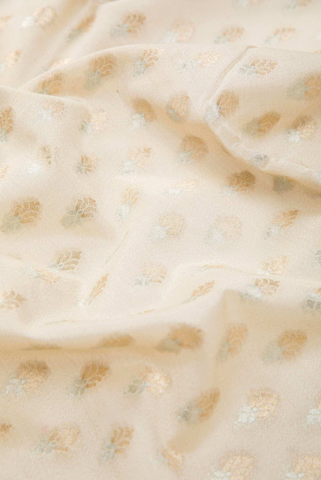 Beige Banarasi Silk Dress Material