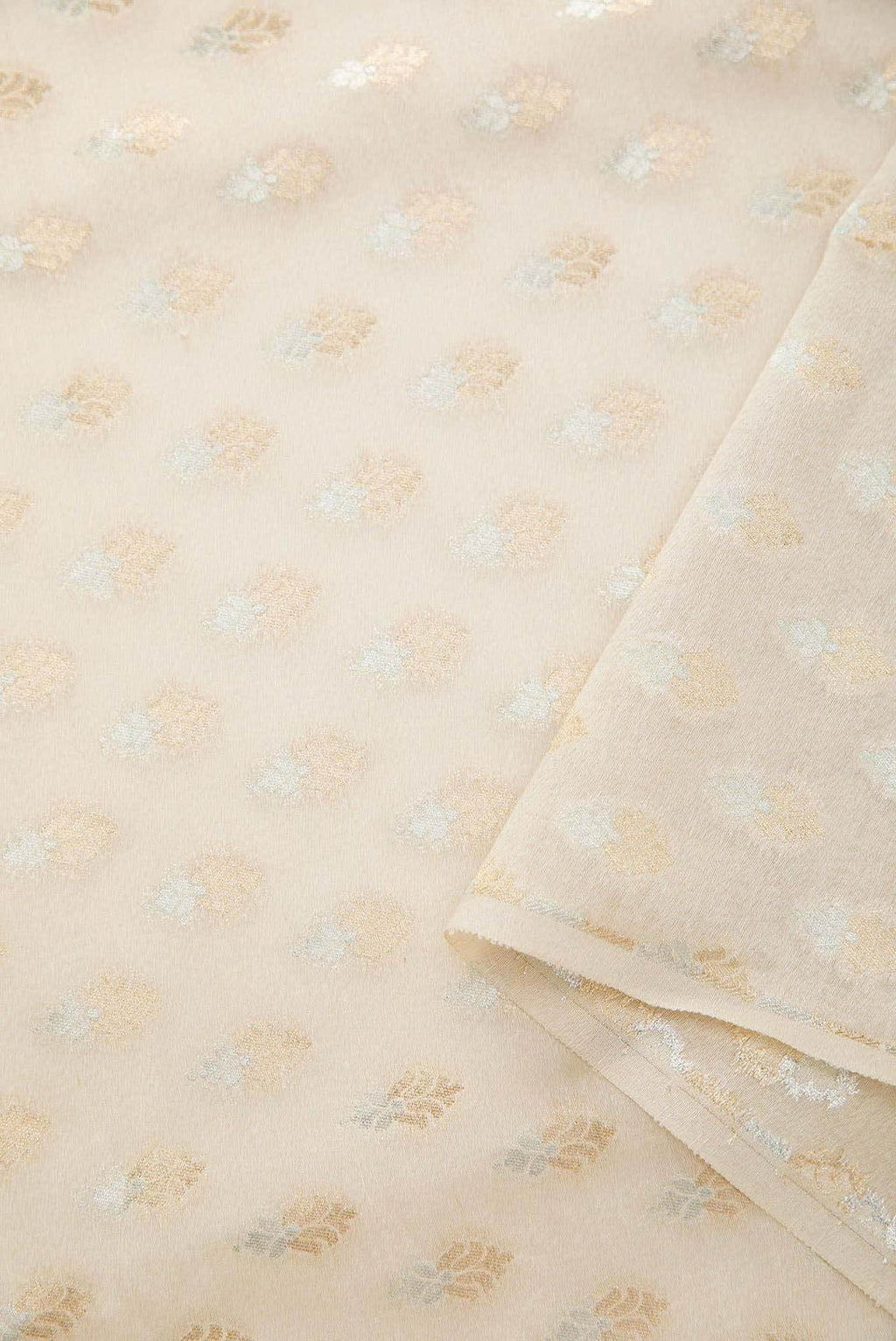 Beige Banarasi Silk Dress Material