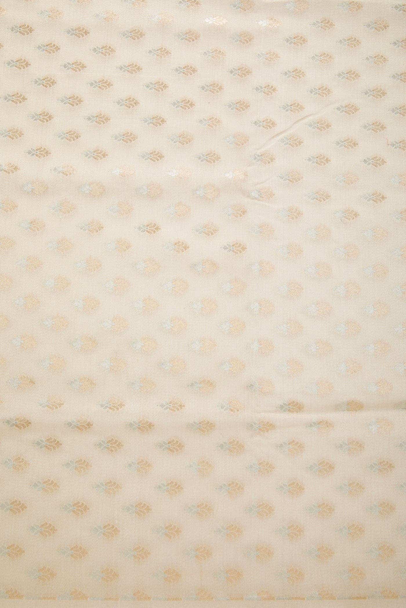Beige Banarasi Silk Dress Material