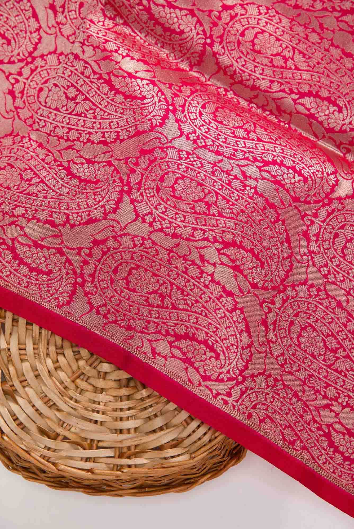 Dark Pink Banarasi Silk Dress Material