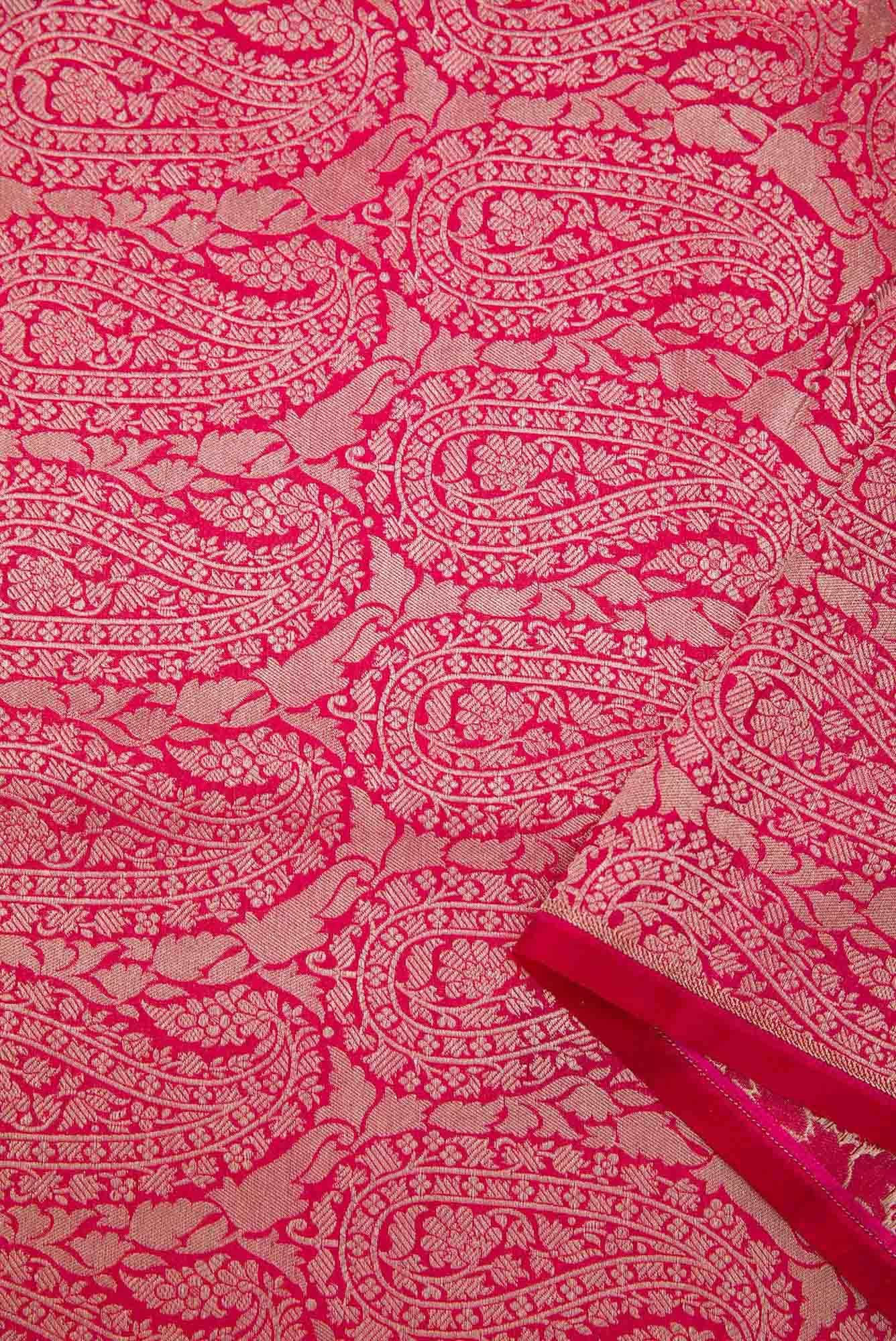 Dark Pink Banarasi Silk Dress Material