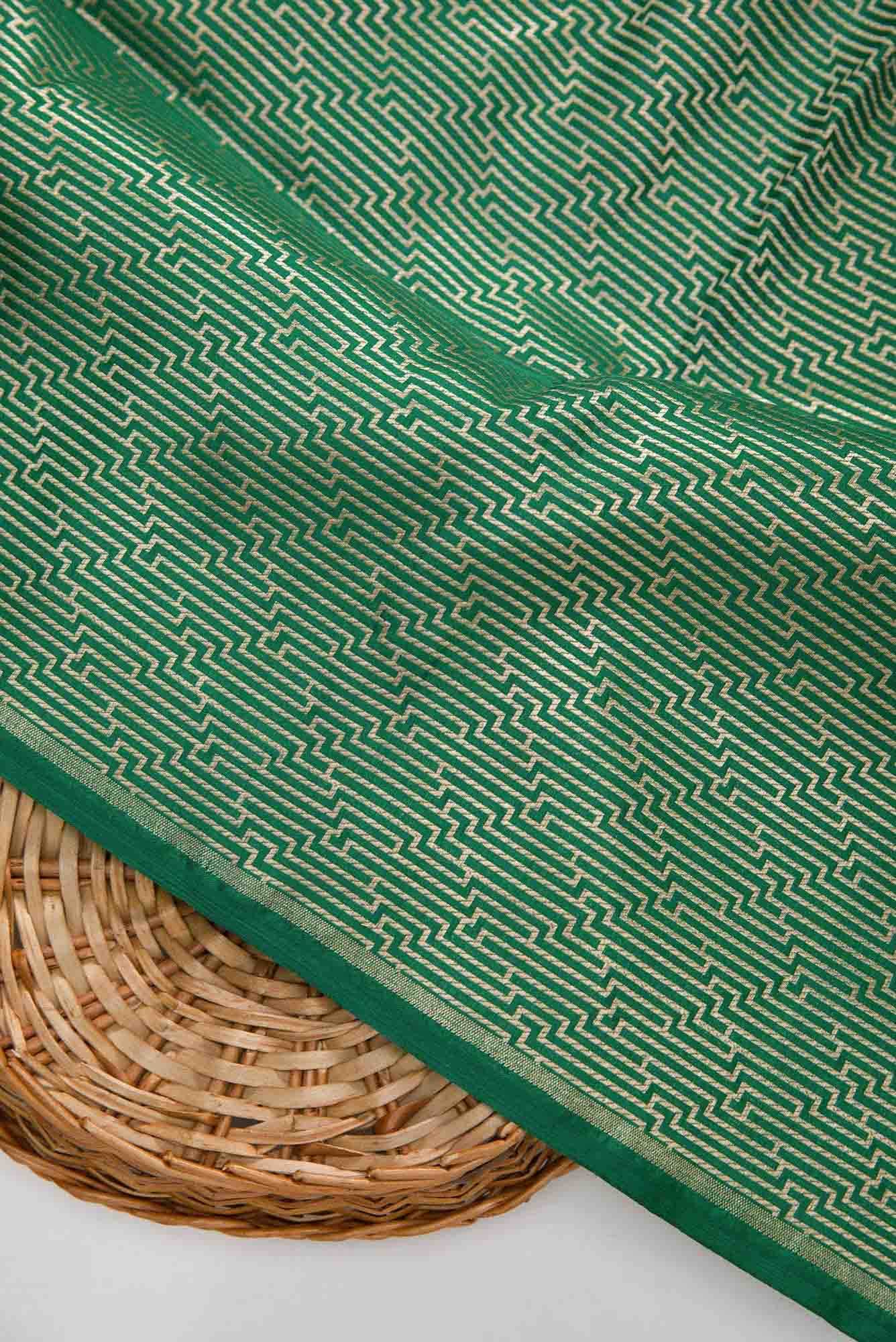 Green Banarasi Silk Dress Material