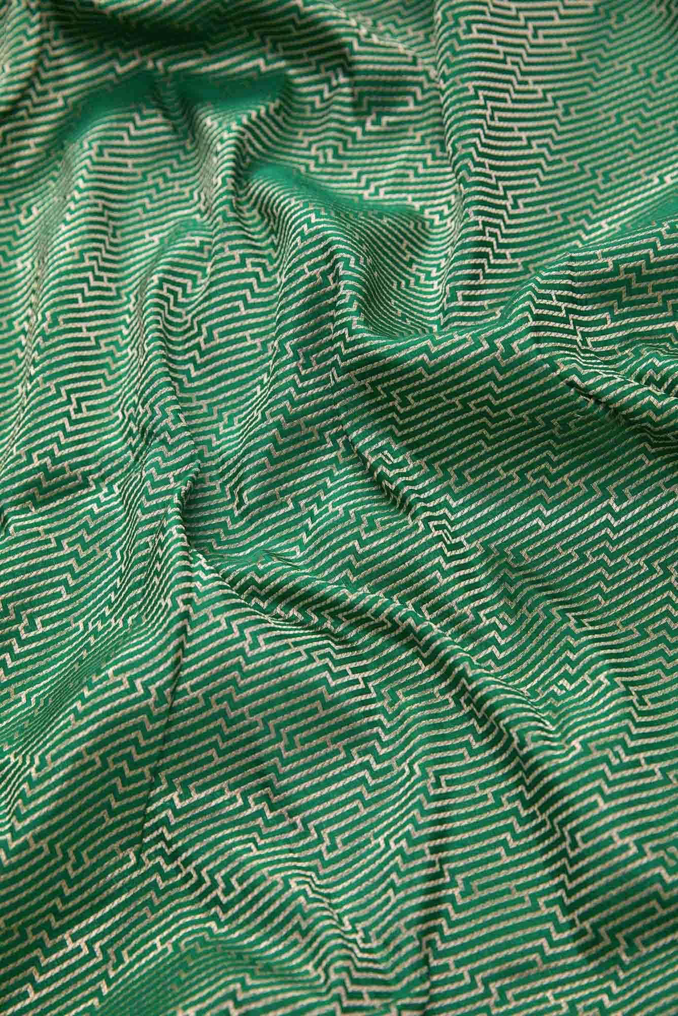 Green Banarasi Silk Dress Material
