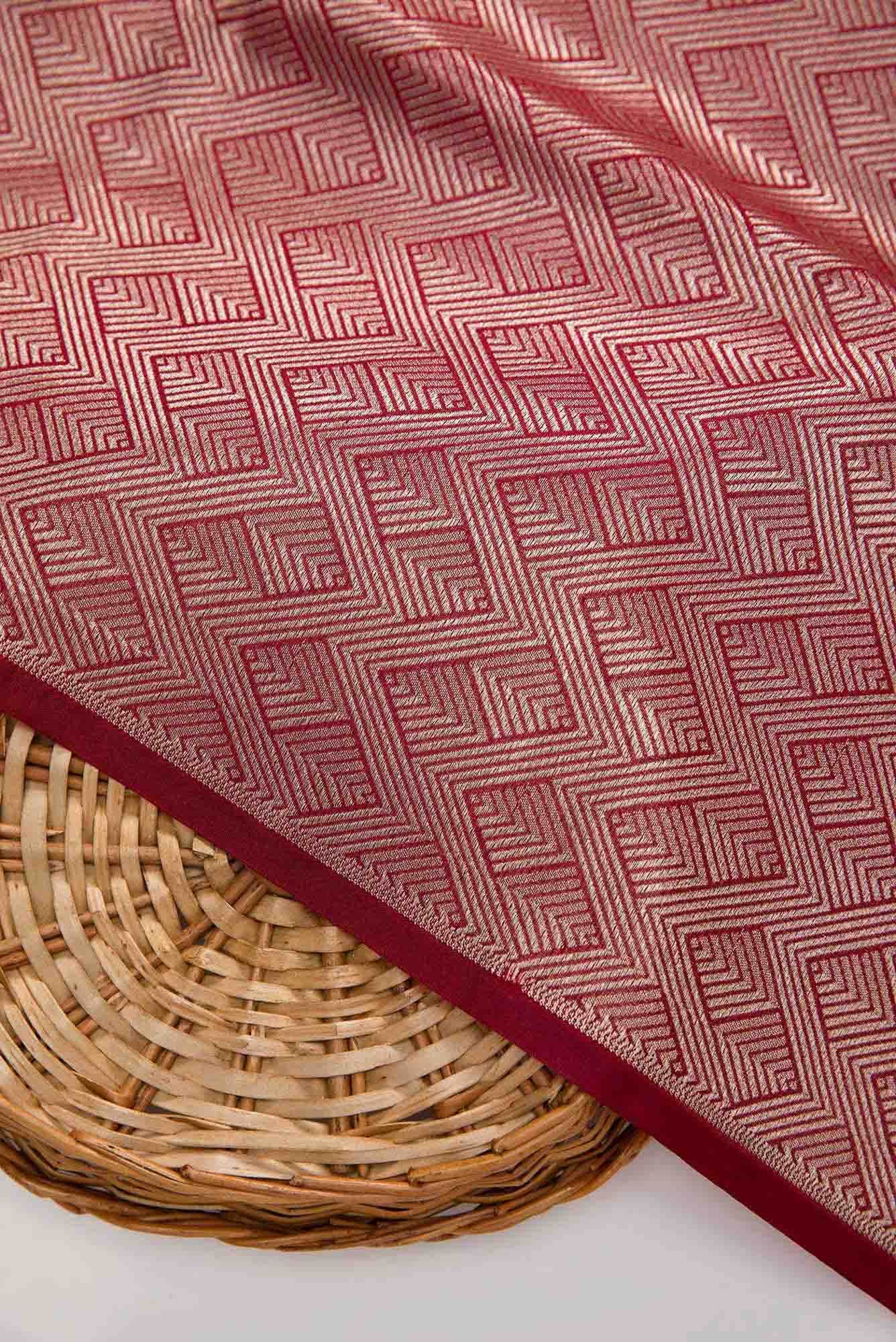 Maroon Banarasi Silk Dress Material