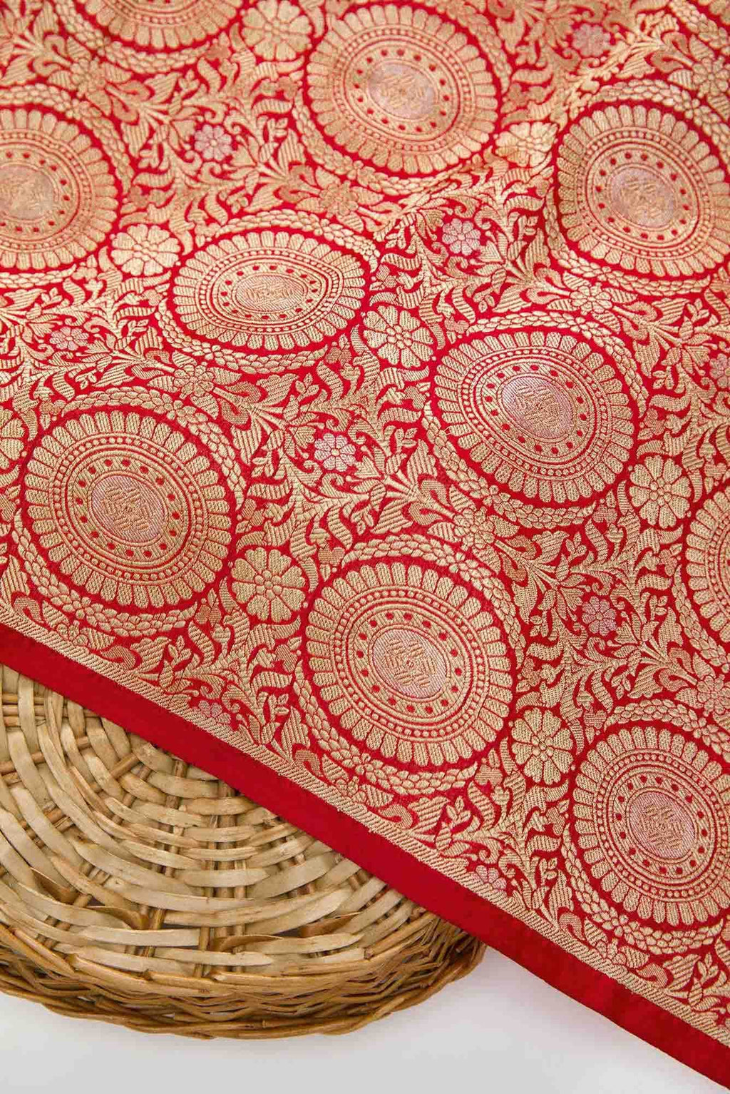 Red Banarasi Silk Dress Material