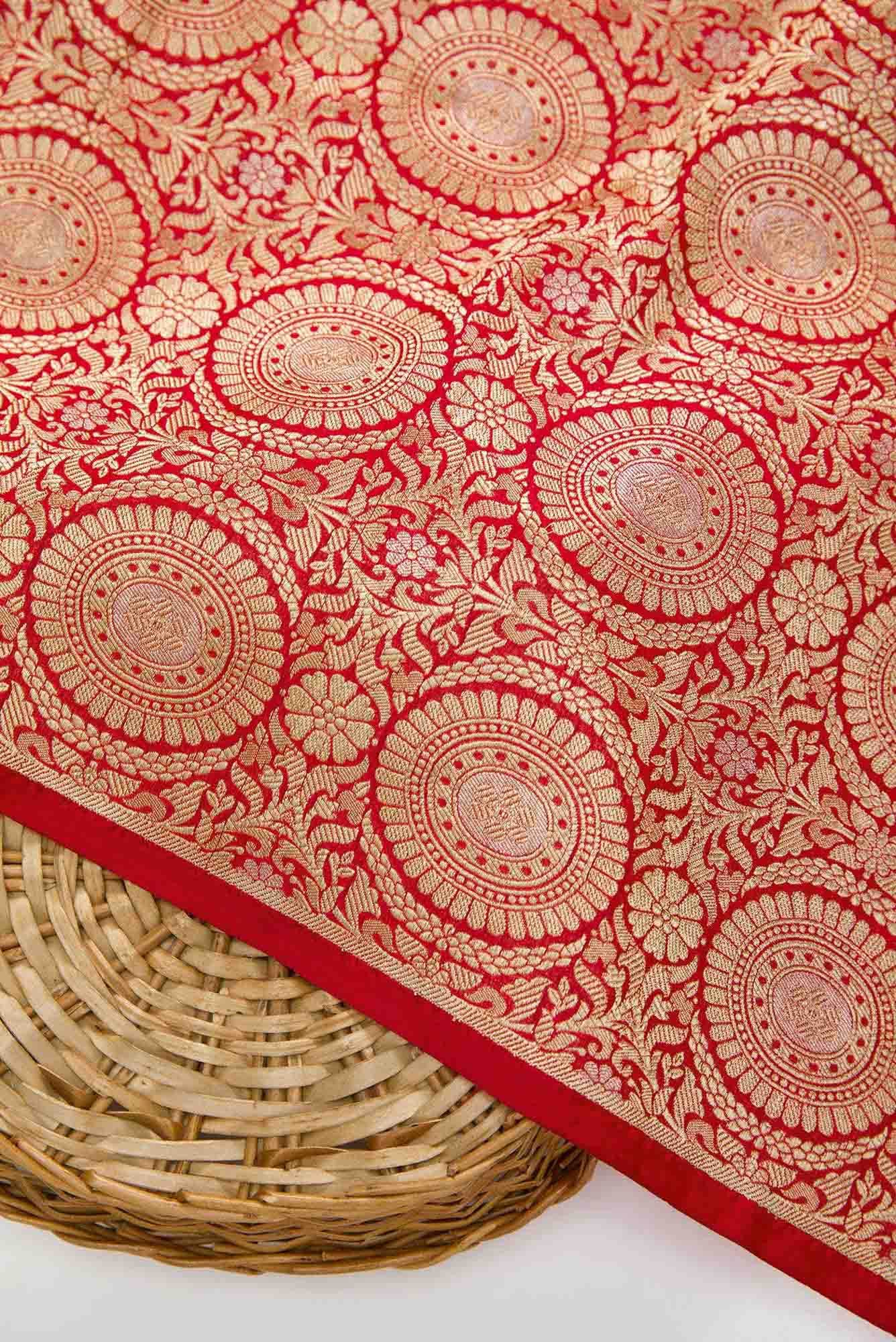 Red Banarasi Silk Dress Material