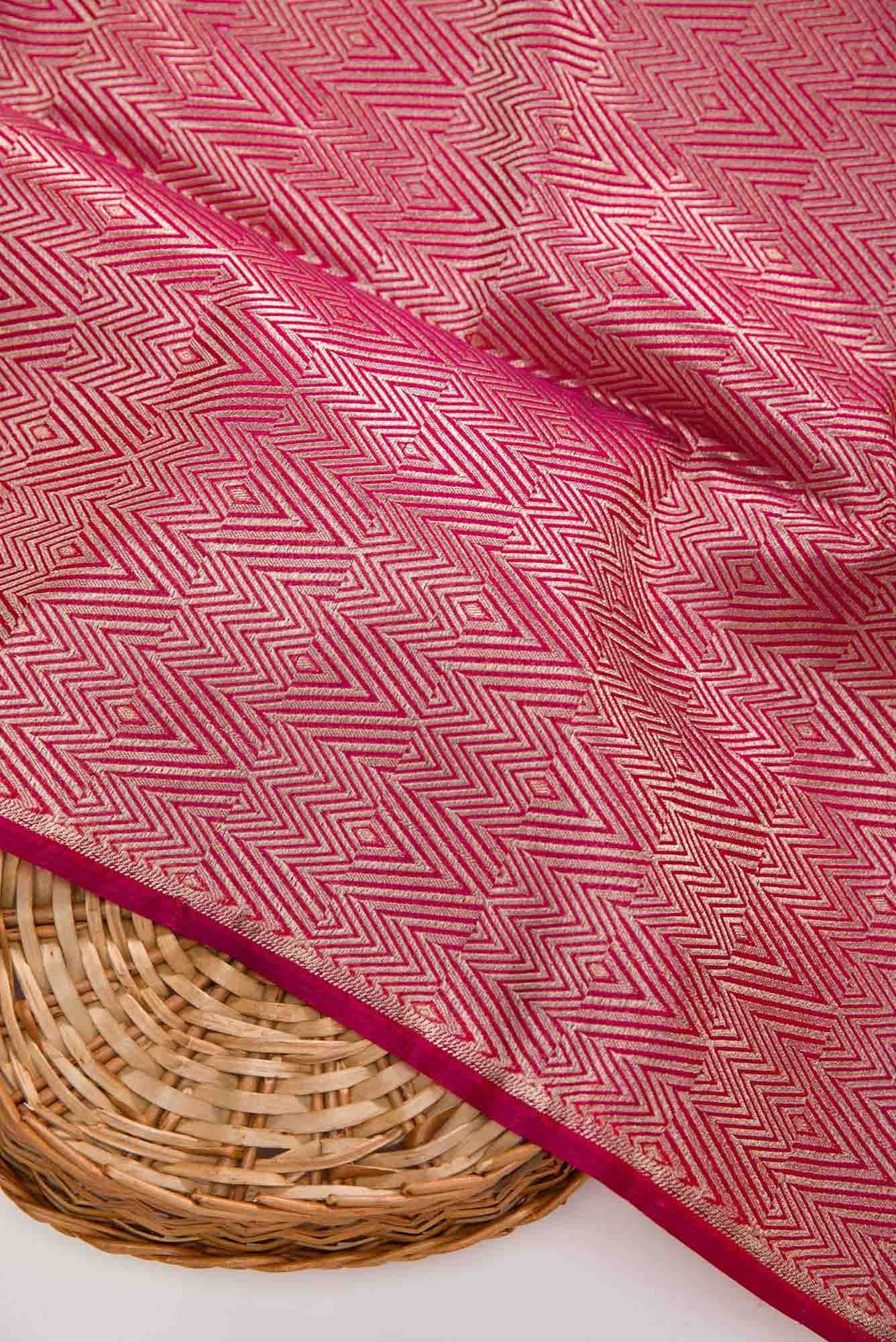Magenta Banarasi Silk Dress Material