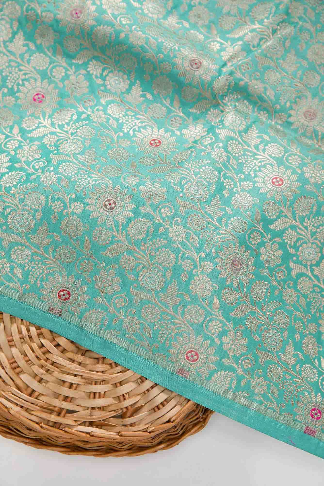 Blue Banarasi Silk Dress Material