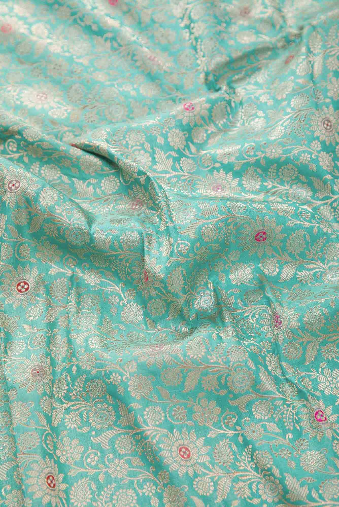 Blue Banarasi Silk Dress Material