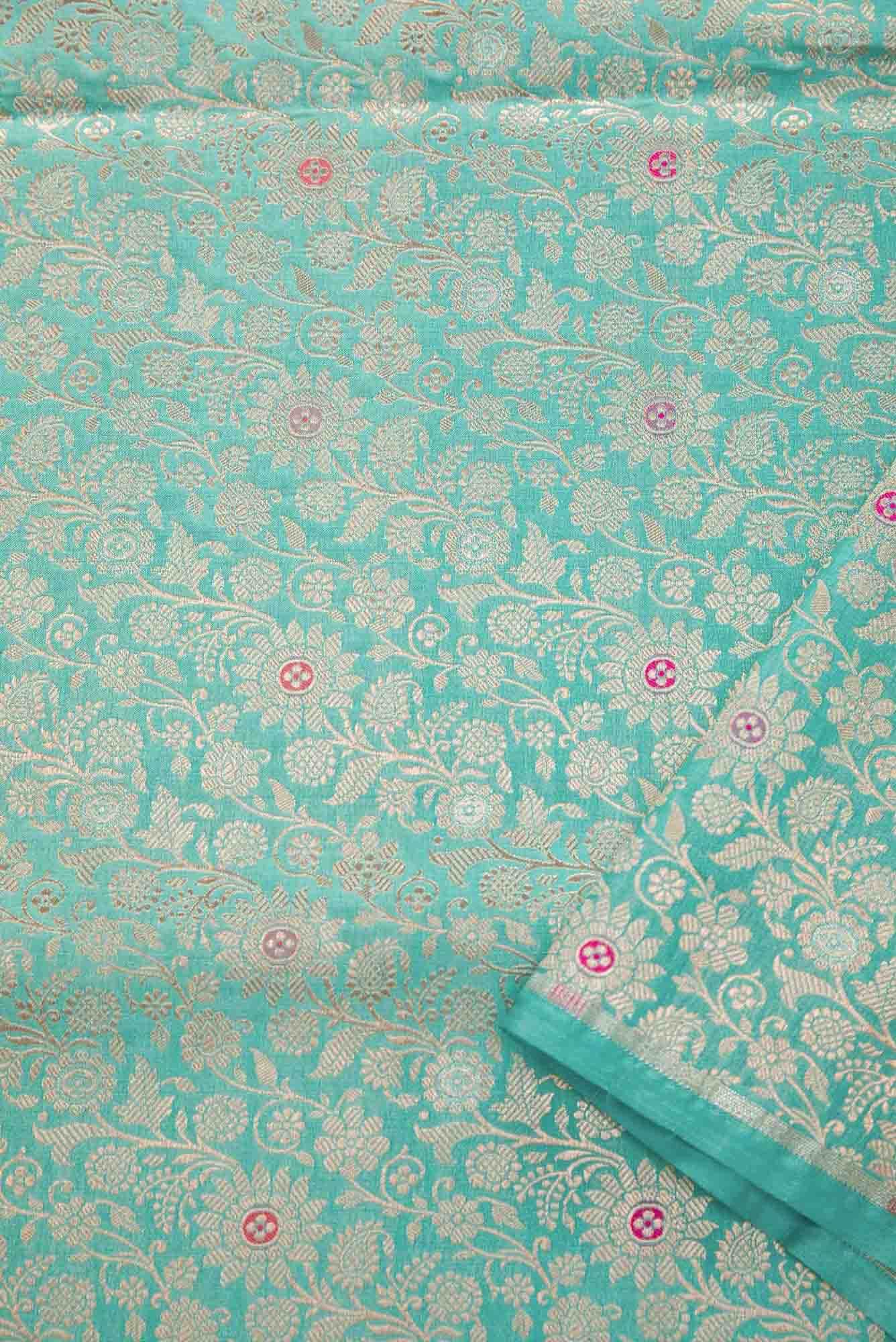 Blue Banarasi Silk Dress Material
