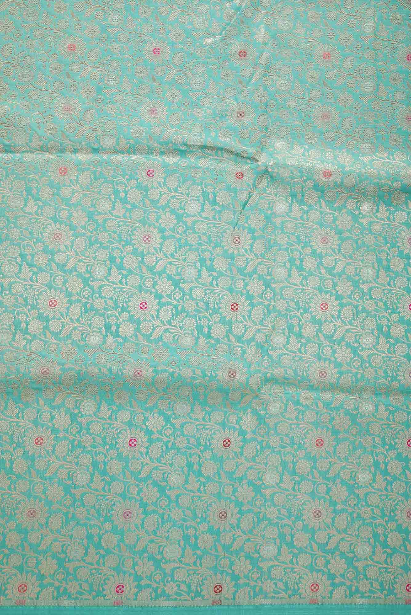 Blue Banarasi Silk Dress Material