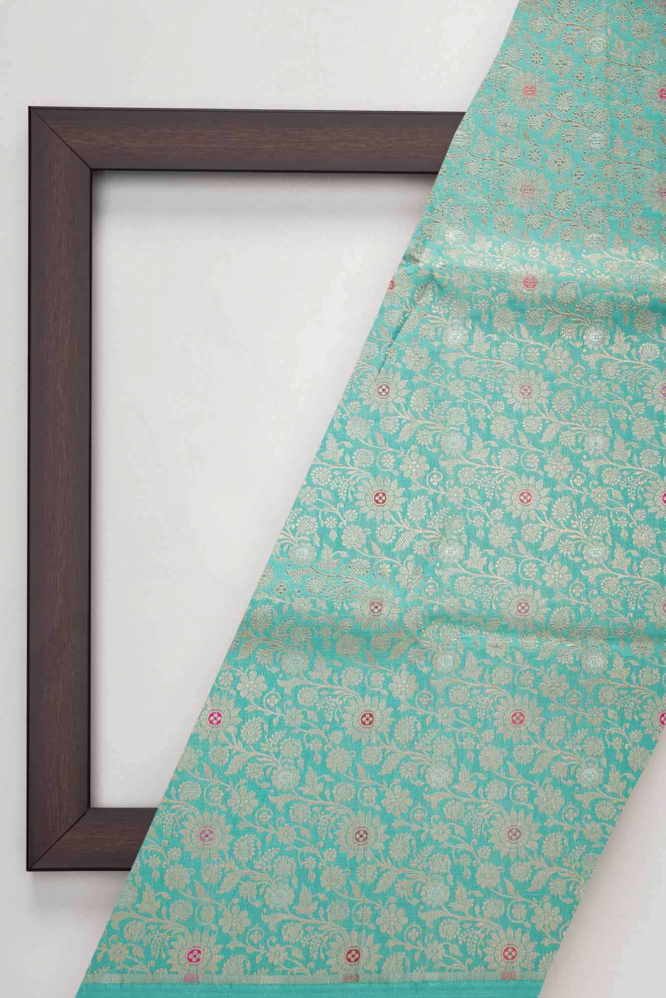 Blue Banarasi Silk Dress Material